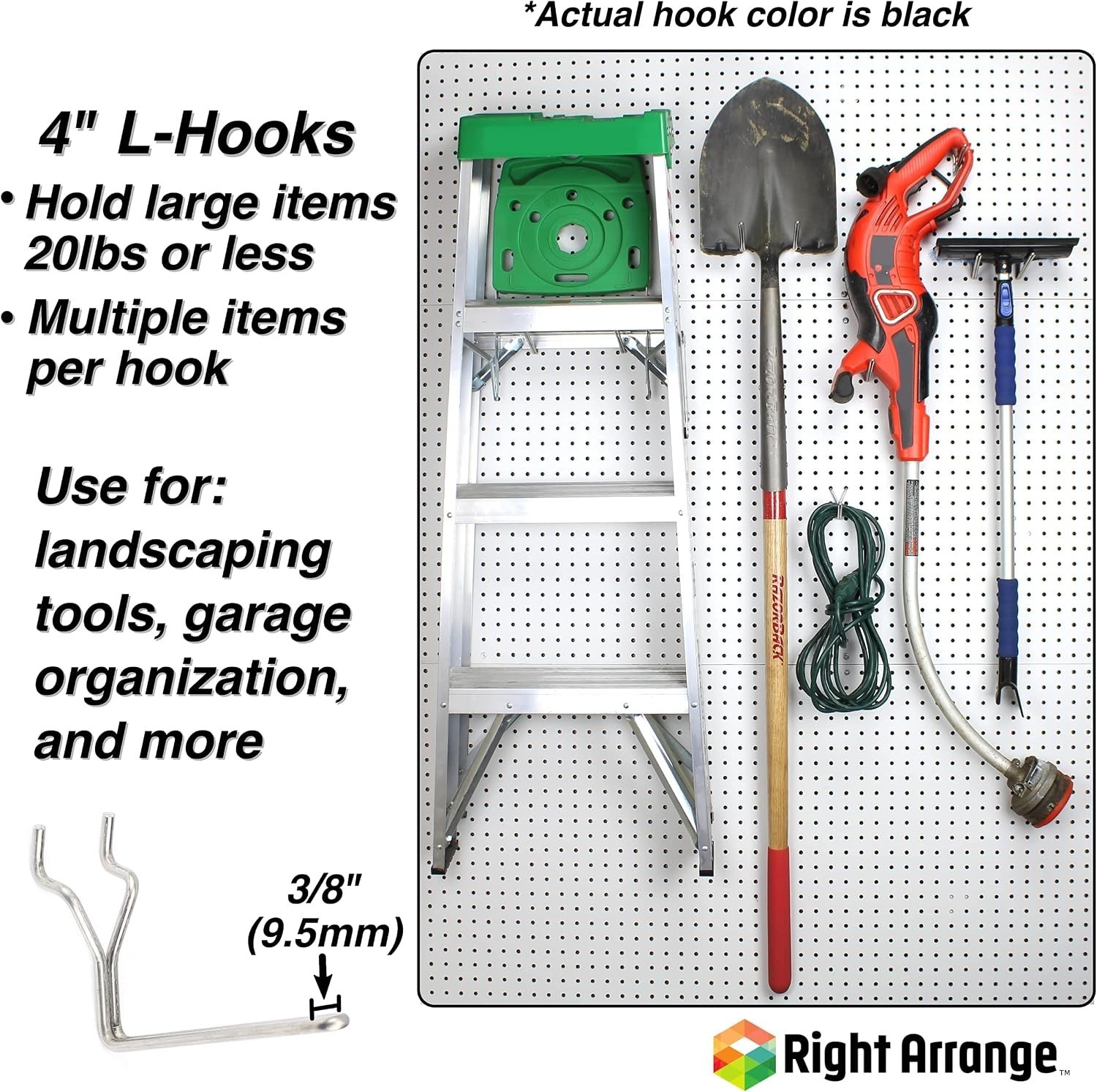 Multipurpose Pegboard Hooks 4" L - 50 Pack