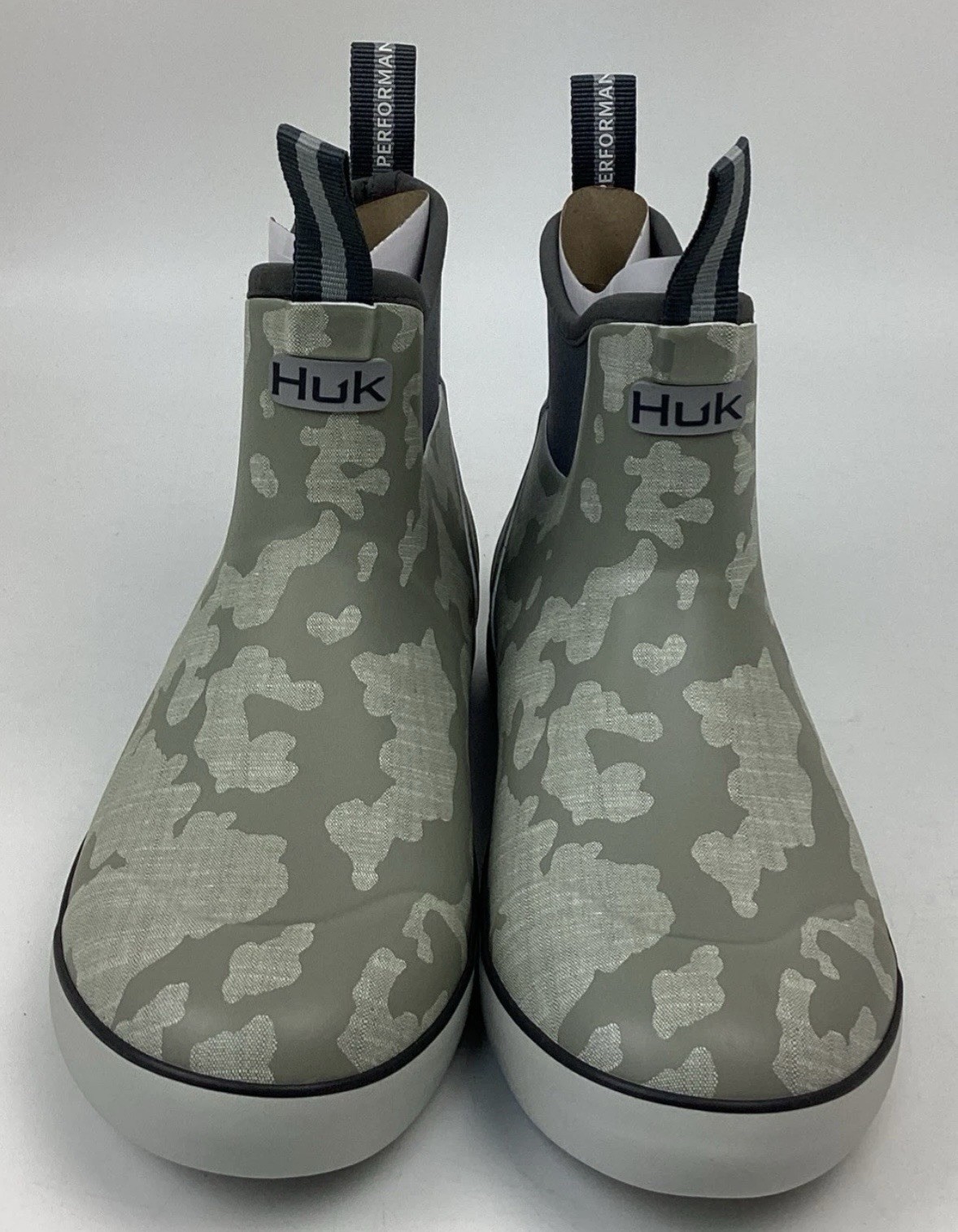 Huk Rogue Wave Waterproof Slip Resistant Camouflage Rain Fishing Boots Gray Men