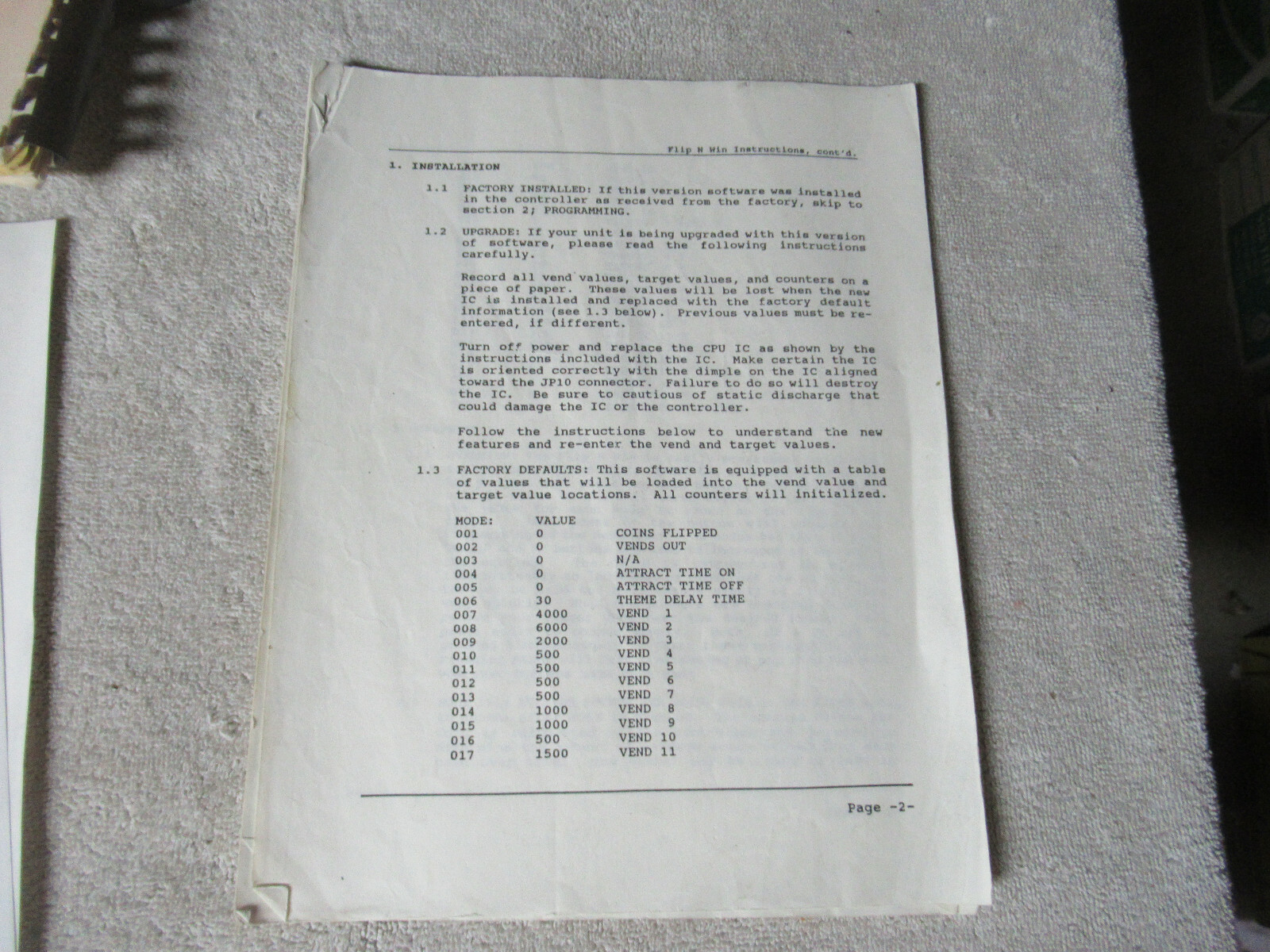 FLIP N WIN video game manual