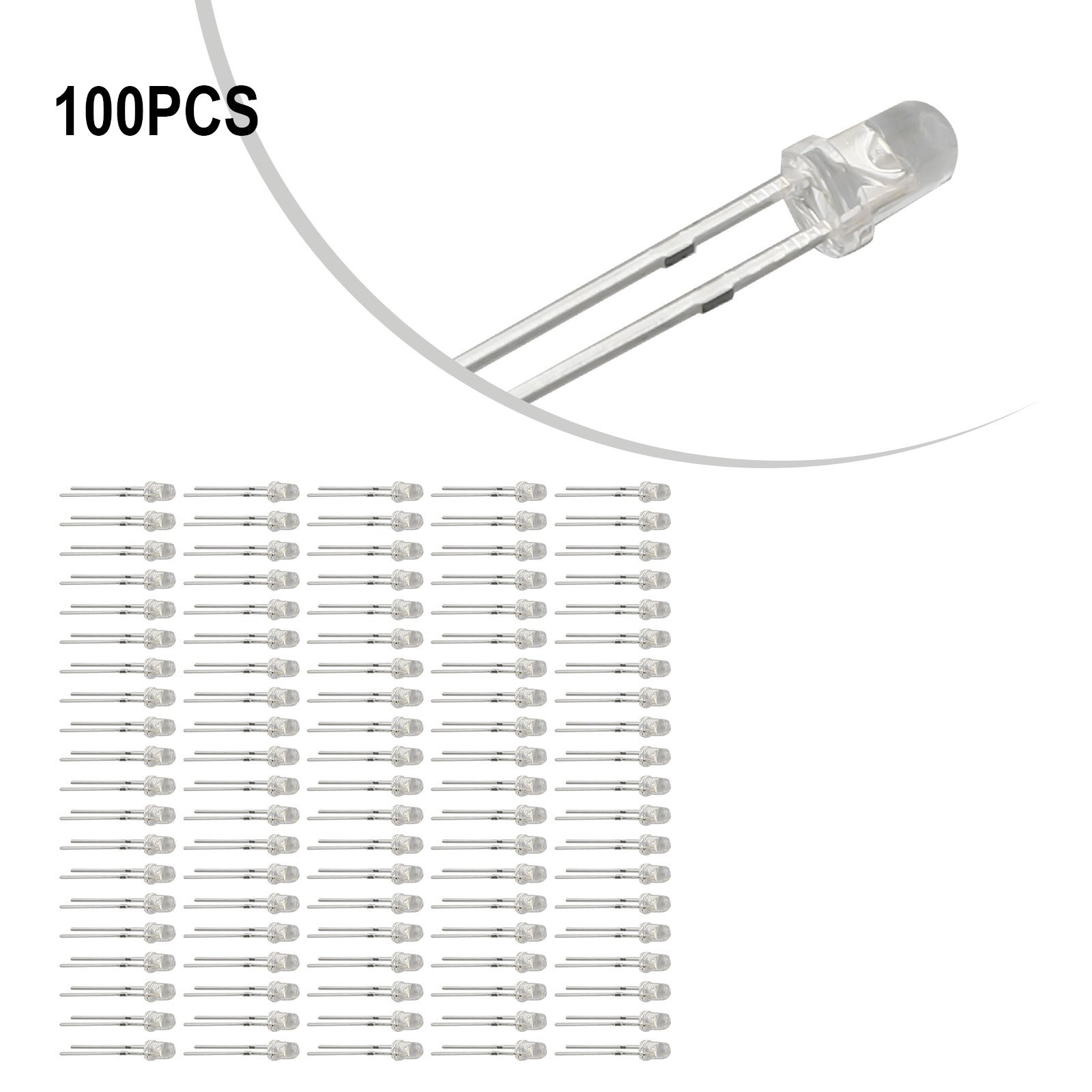 100 LED Lights with High Luminous Intensity Available in 5 Colors and 3mm Size