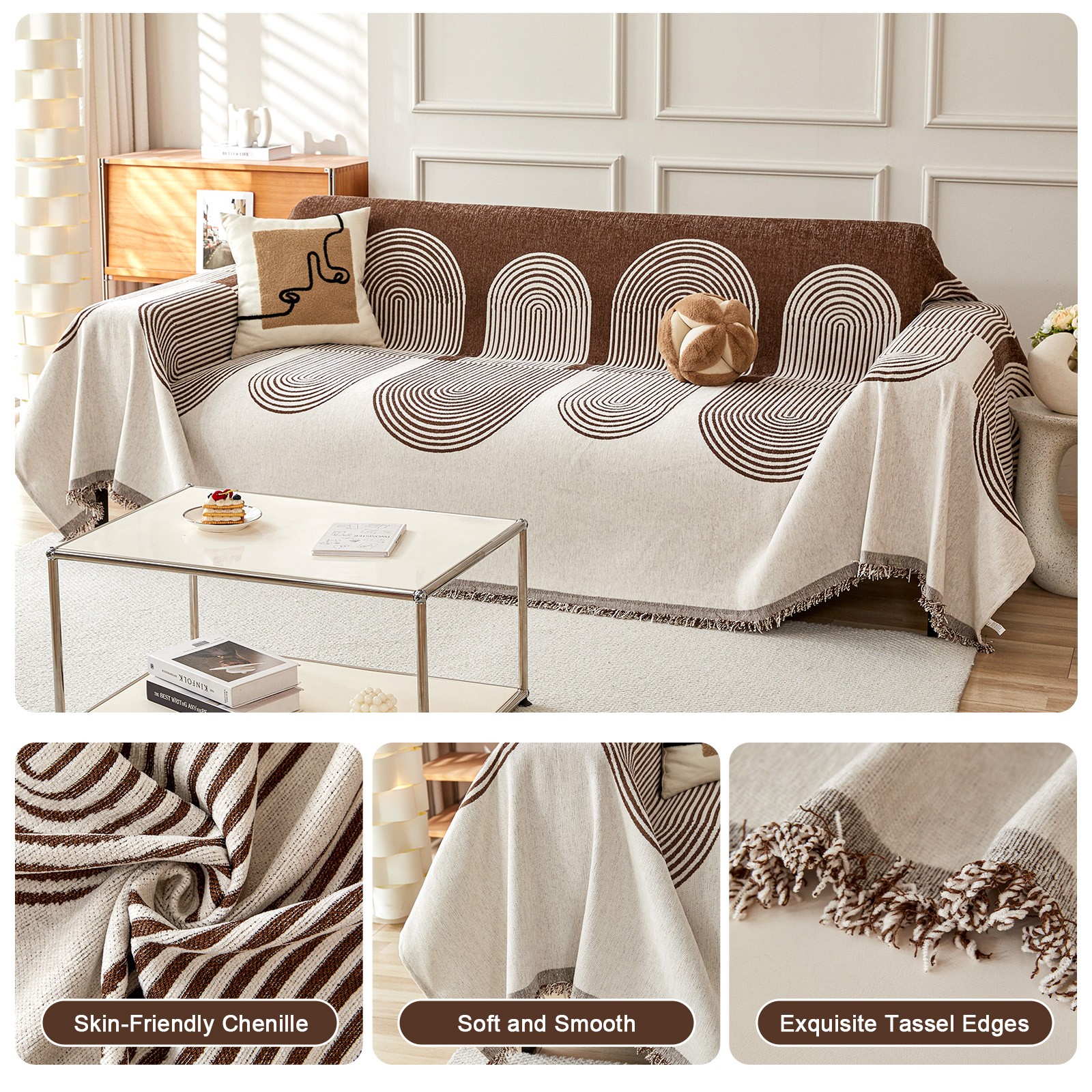 Boho Sofa Covers Reversible Chenille Sectional Couch Covers Dog Couch Protector