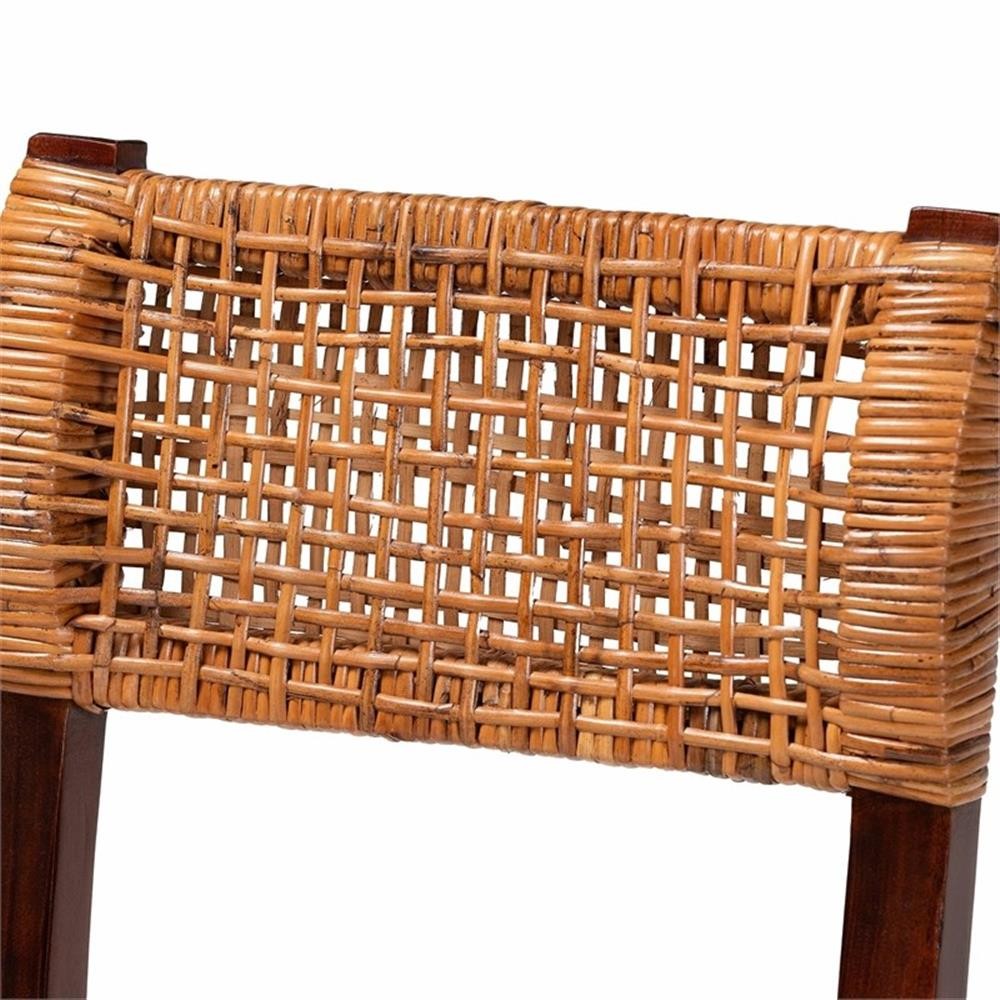 Bowery Hill Bohemian Light Honey Rattan and Dark Brown Wood Dining Chair