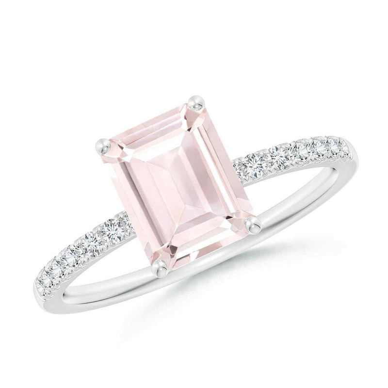 925 Silver Morganite Stone Sister Solitaire with Accents New Ring Jewelry Size 7