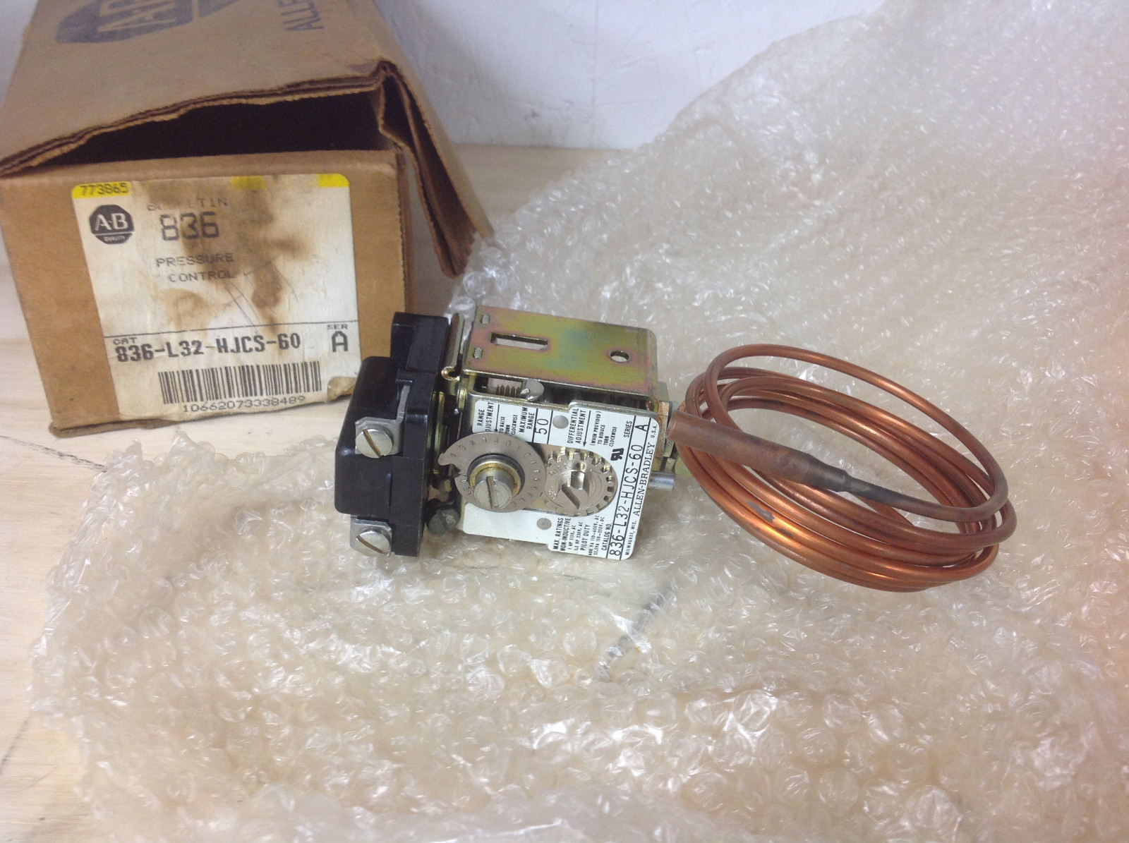 Allen Bradley 836-L32-HJCS-60 Pressure Control Switch. Max Range 50  NEW SURPLUS