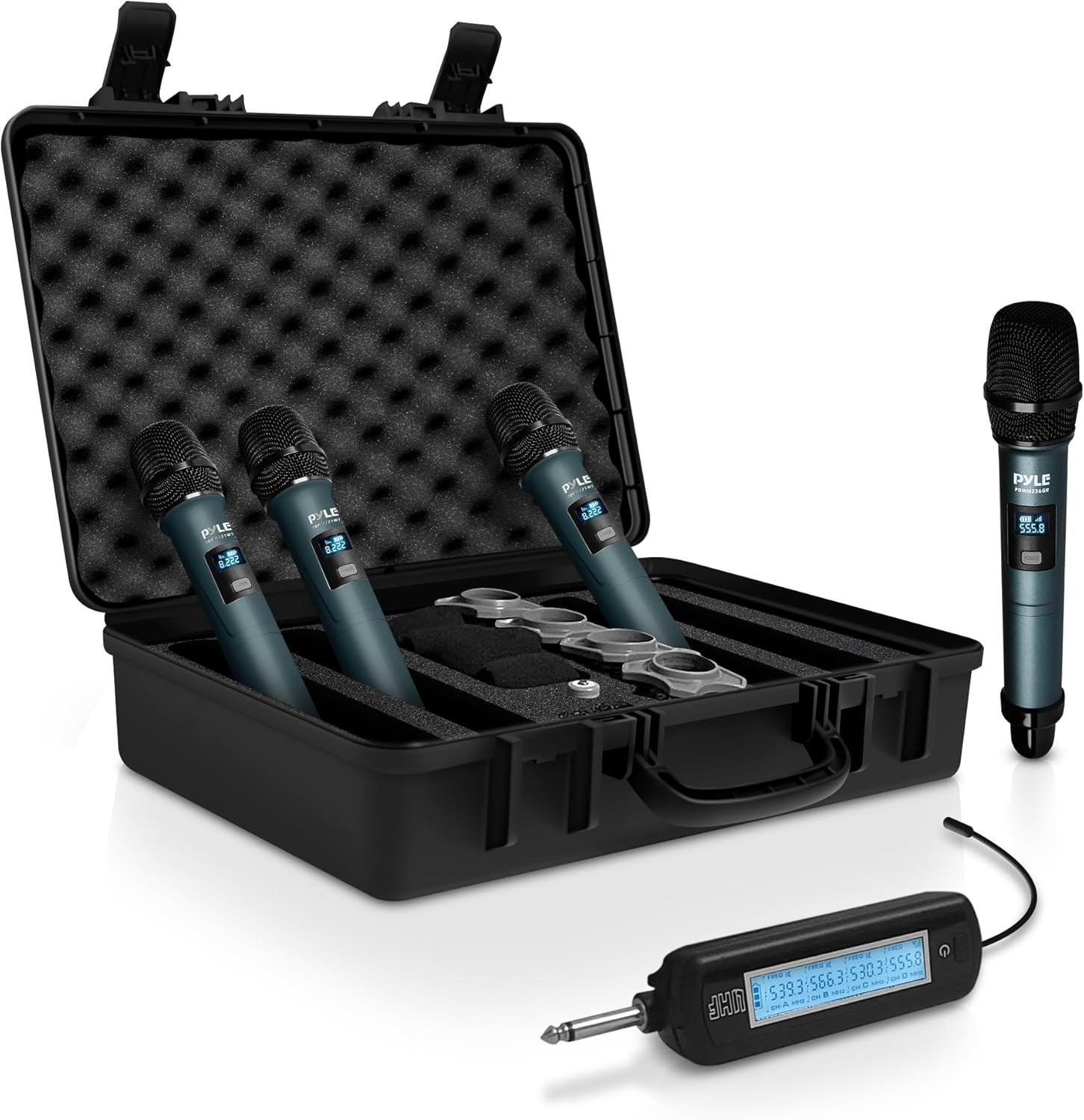 4-Channel Portable UHF Wireless Microphone System with Handheld Mics