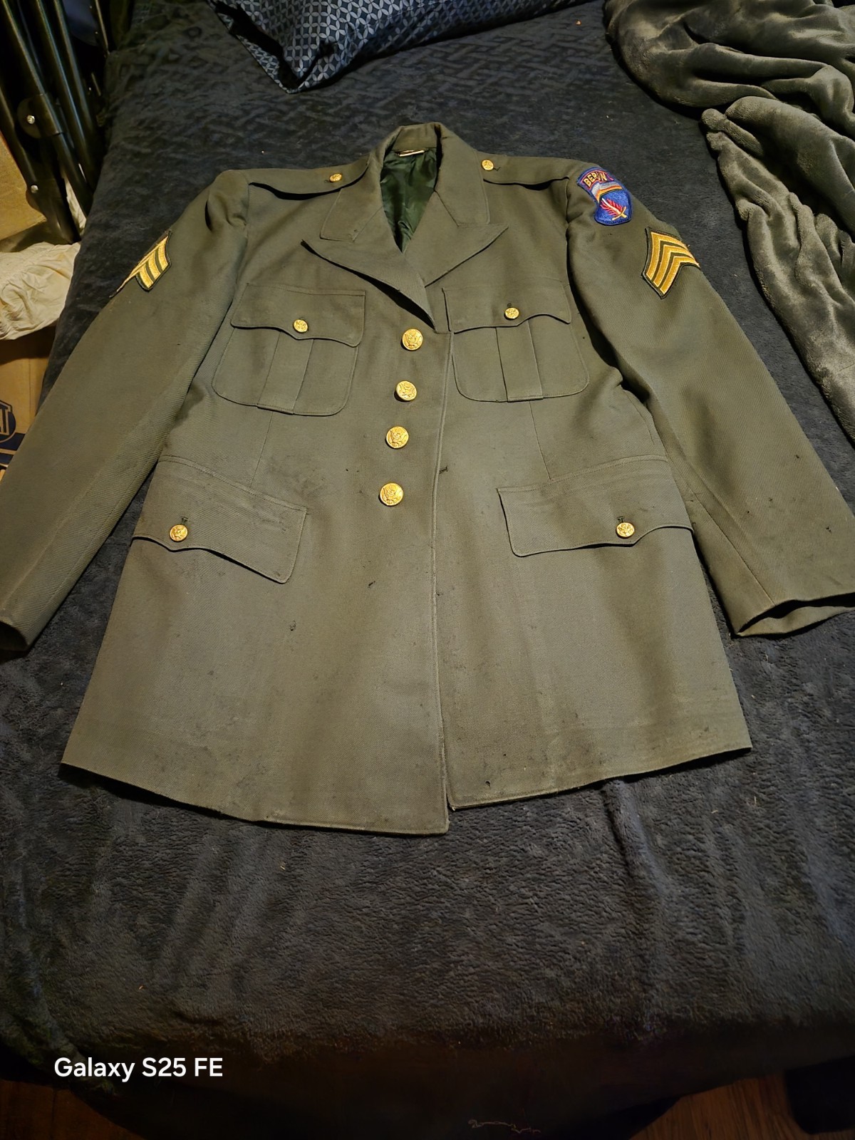 U.S. Army Wool Dress Coat Jacket 42R Berlin Patch Sgt Chevrons US Buttons