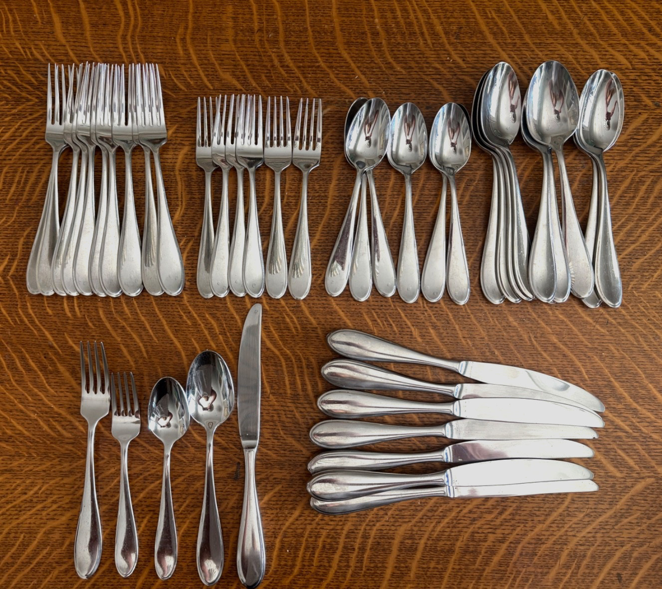 4 YAMAZAKI  AUSTEN HARMONY PATTERN GLOSSY DINNER FORKS STAINLESS FLATWARE