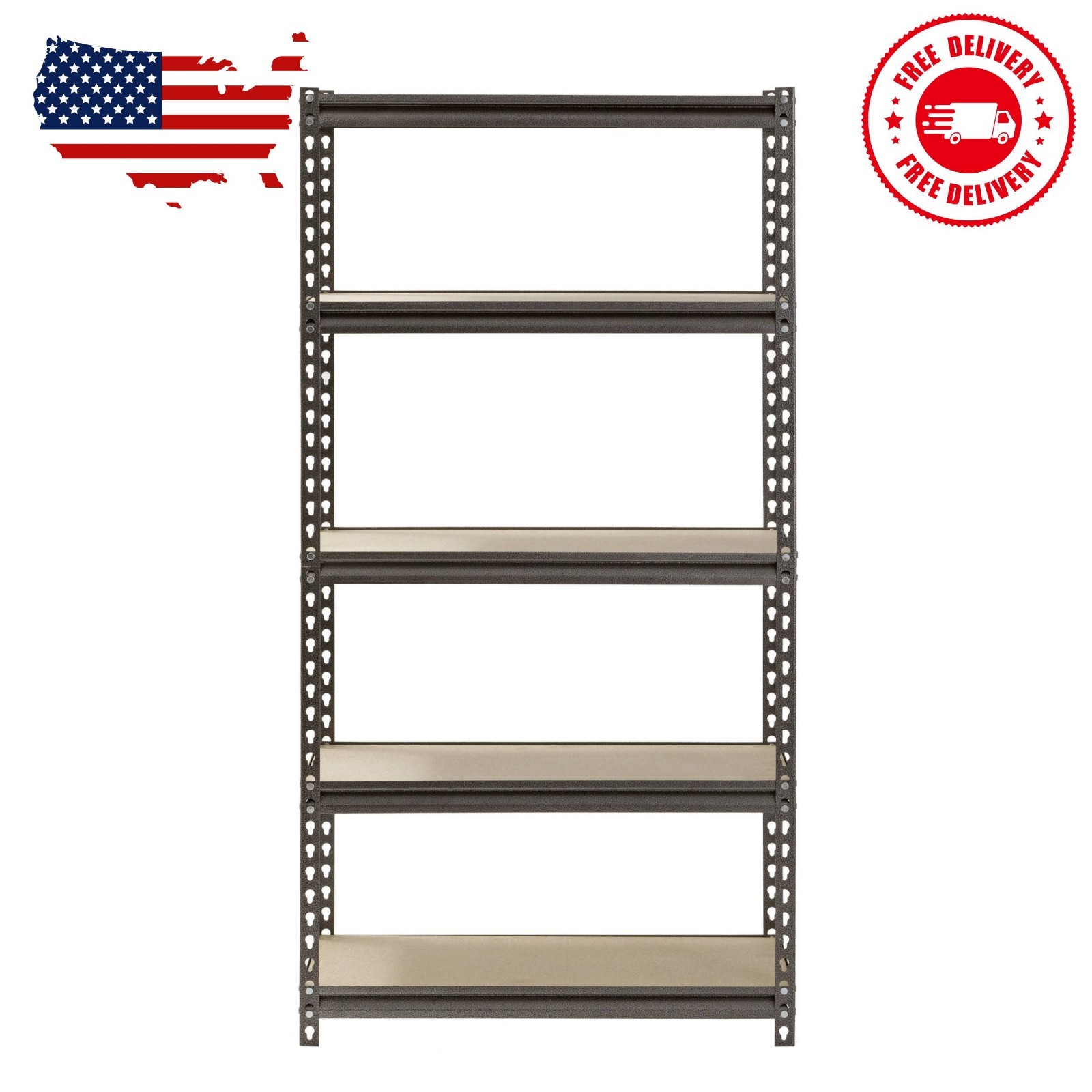 5-Shelf Steel Shelving, Silver-Vein, 12" D x 30" W x 60" H