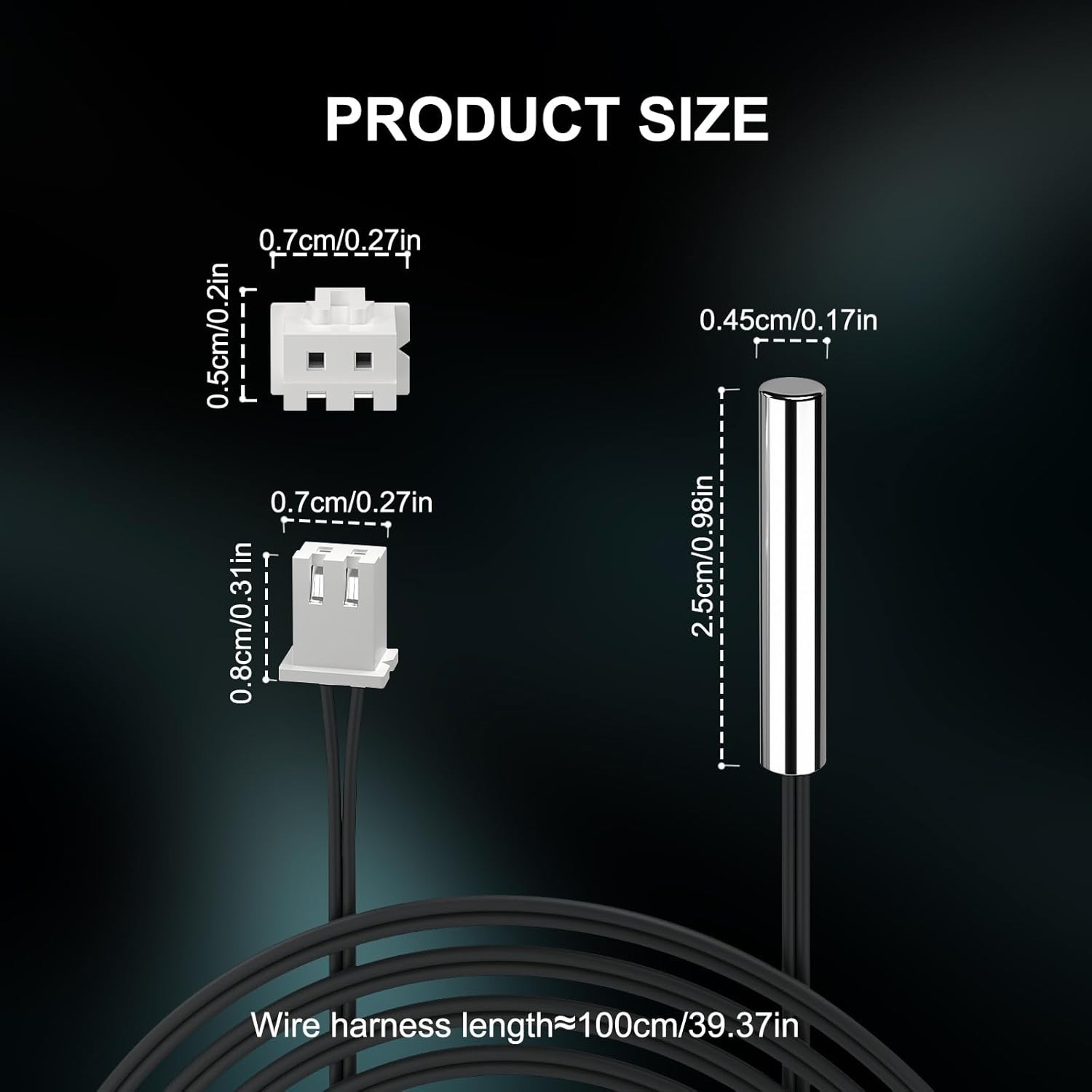 Versatile 10K Waterproof Temperature Sensor Probes - Multi-Use, 1 Meter Length