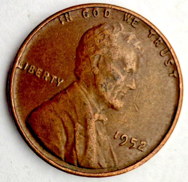 1952 Wheat 1c Error~"L" in Liberty Fused to Rim ~ Extra Metail in DT ~ C66