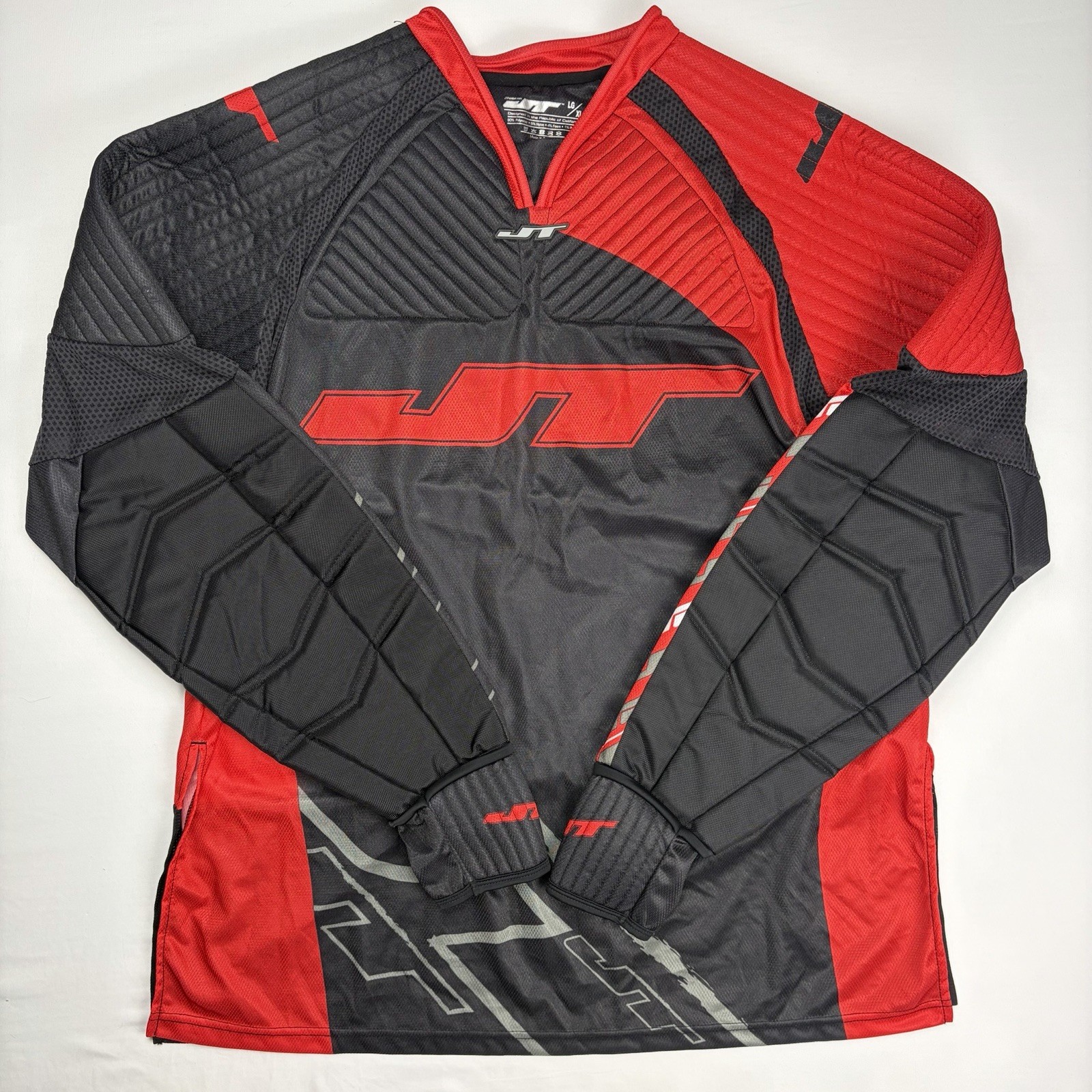 JT Paintball Padded Protective Jersey Red Black LG/XL Long Sleeve Armor