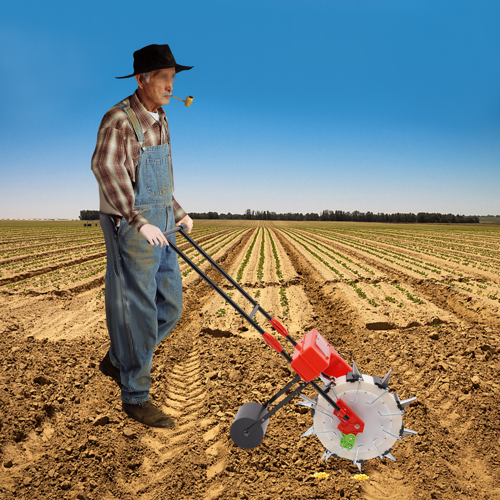 Push Garden Seeder For Seed W/ Rust-resistant Blade Hand-push Roller Seeding