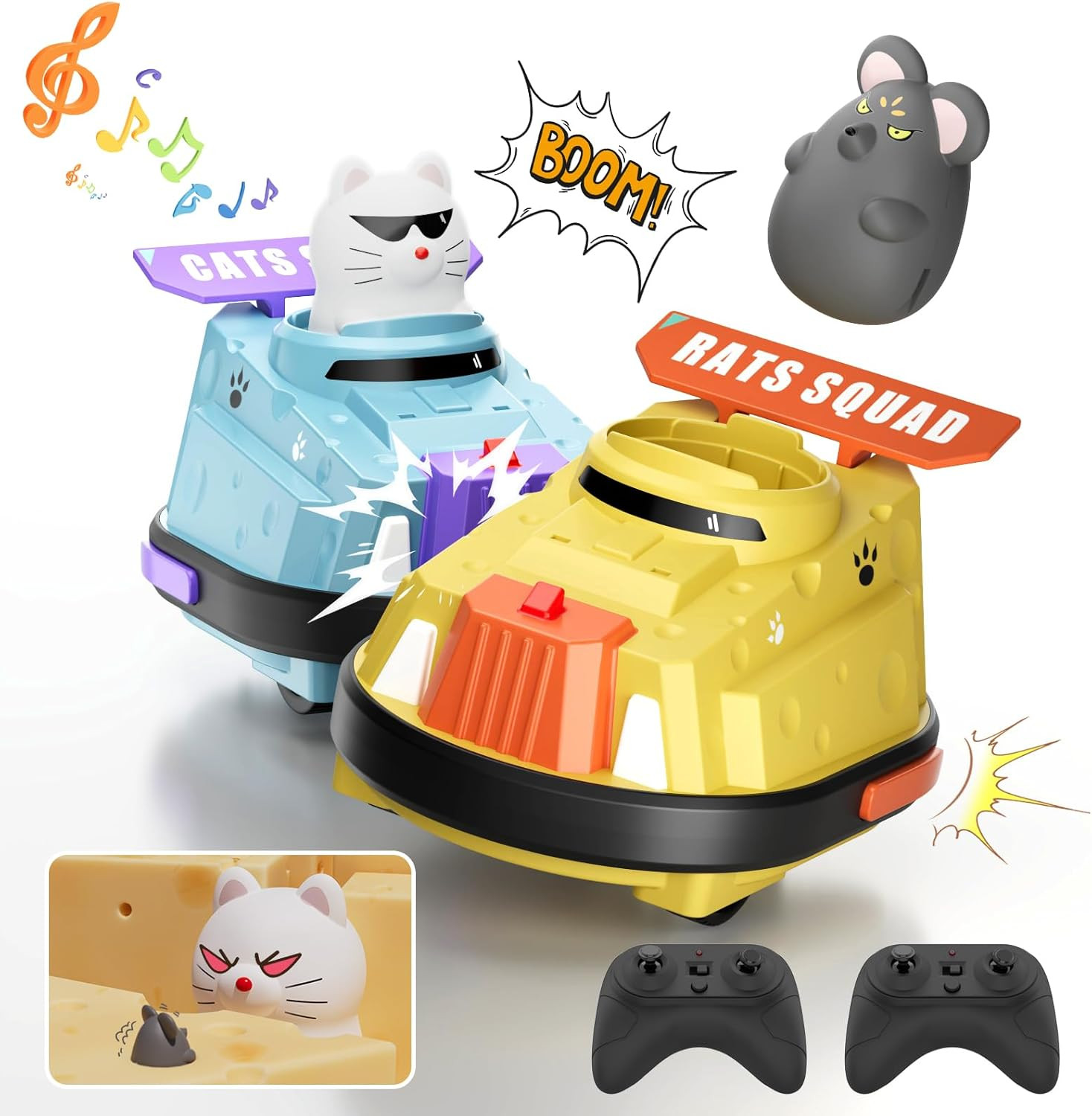 2Pcs Remote Control Bumper Cars for Kids,Christmas Birthday Gifts Toys for Kids