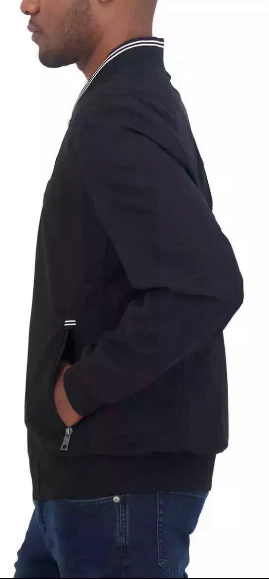 Nautica Men’s Bomber Jacket, Lightweight, Black, Size Med, Stretch Water Resist
