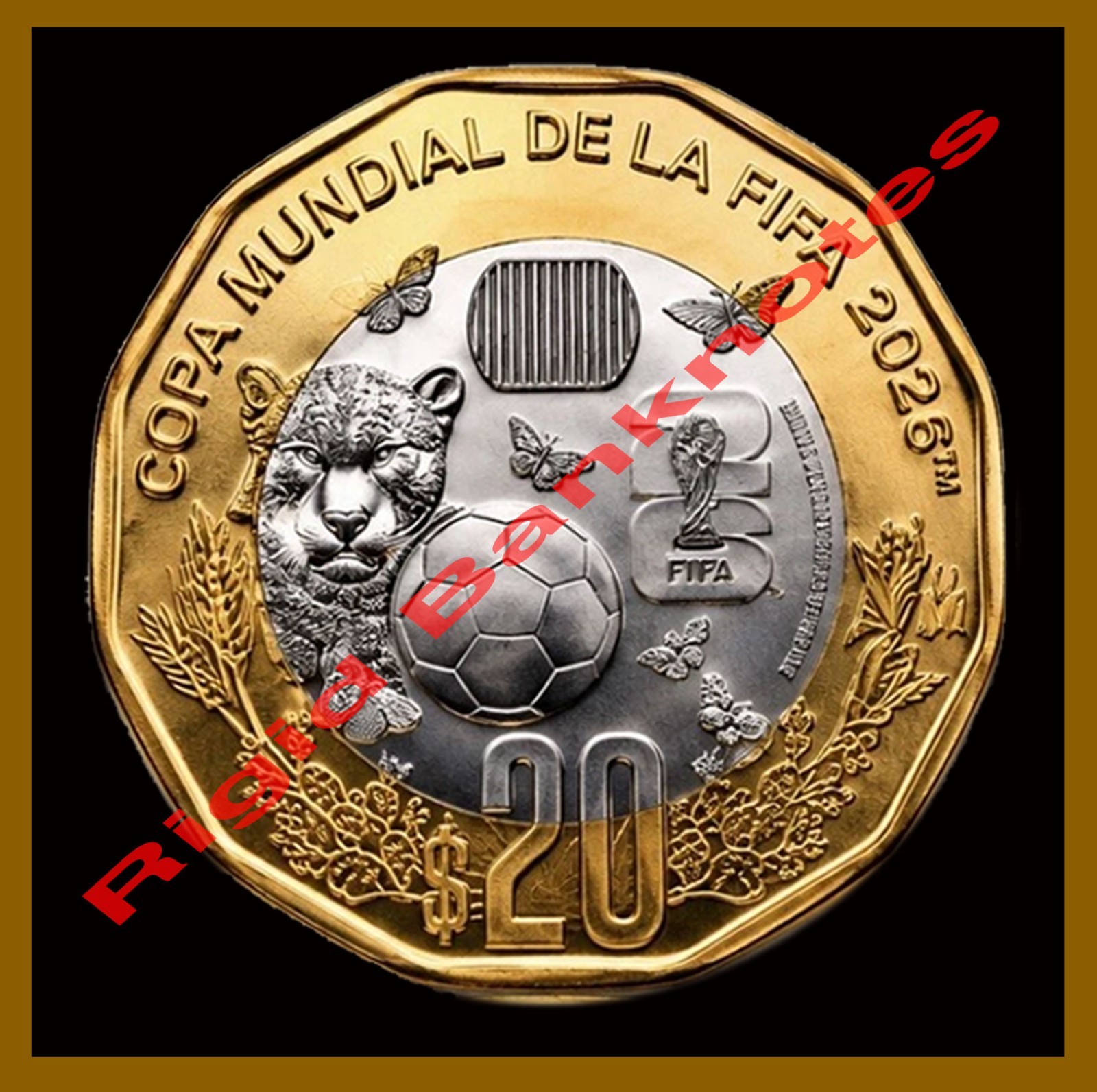 2026 Mexico $20 Pesos, JAGUAR ZAYU Coin Only, FIFA World Cup Mundial Issue Mint
