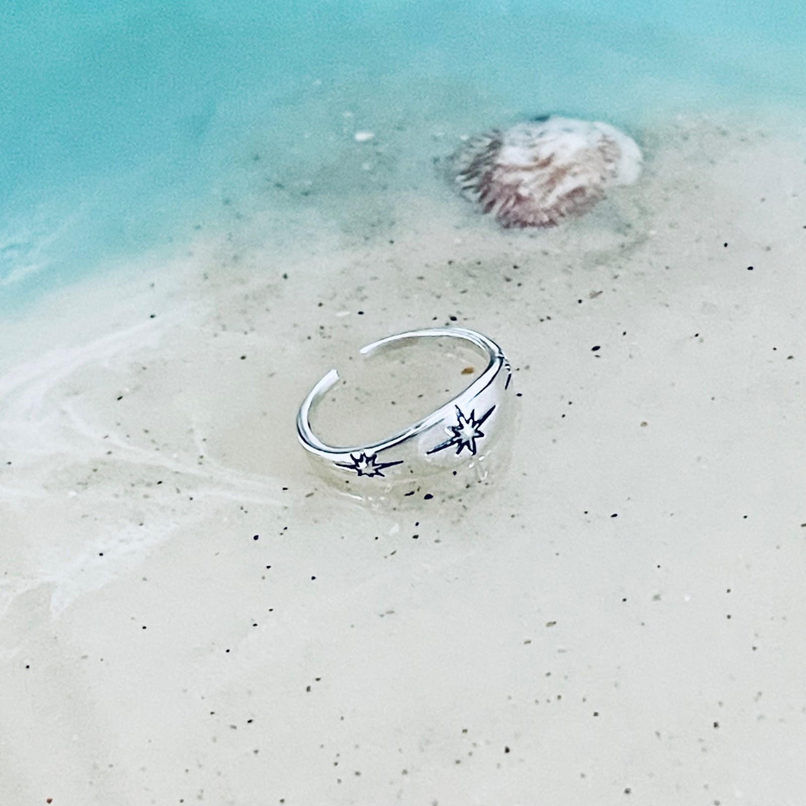 Sterling Silver Moon and Star Toe Ring, Celestial Silver Rings