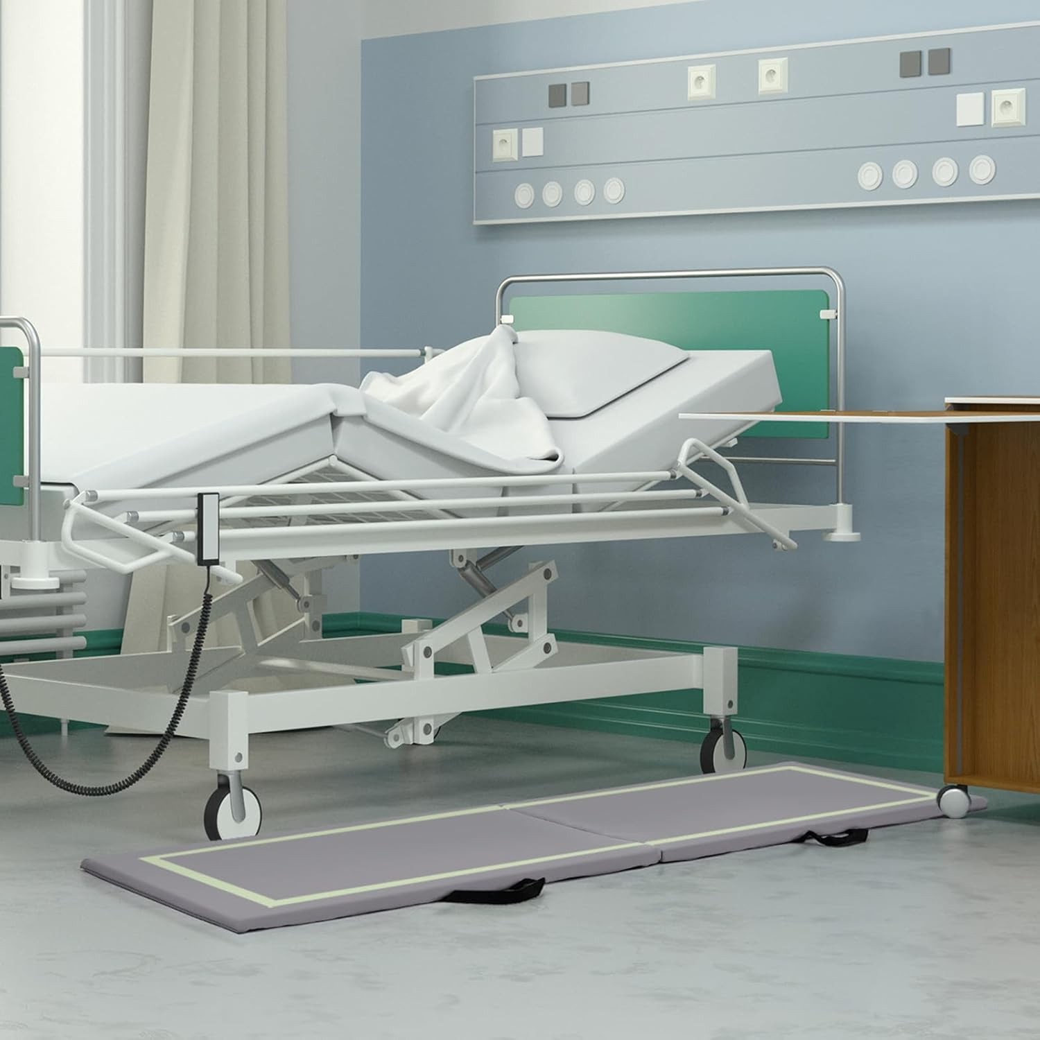 Non-Slip Floor Mat with Reflective Safety - Bi-Fold Design for Easy Storage
