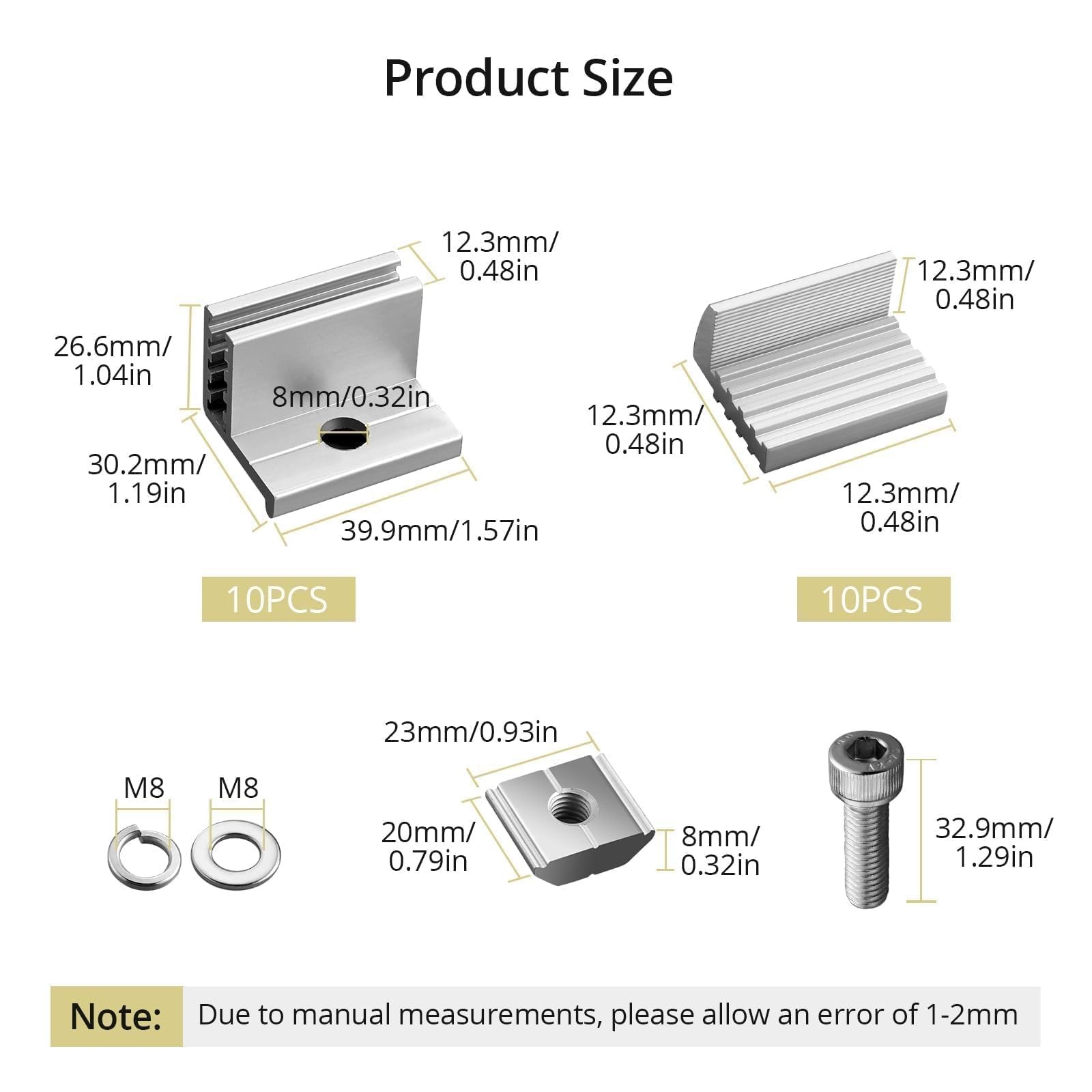 Solar Panel Mounting Brackets 30-50mm Adjustable, 10pcs Aluminum Solar Panel ...