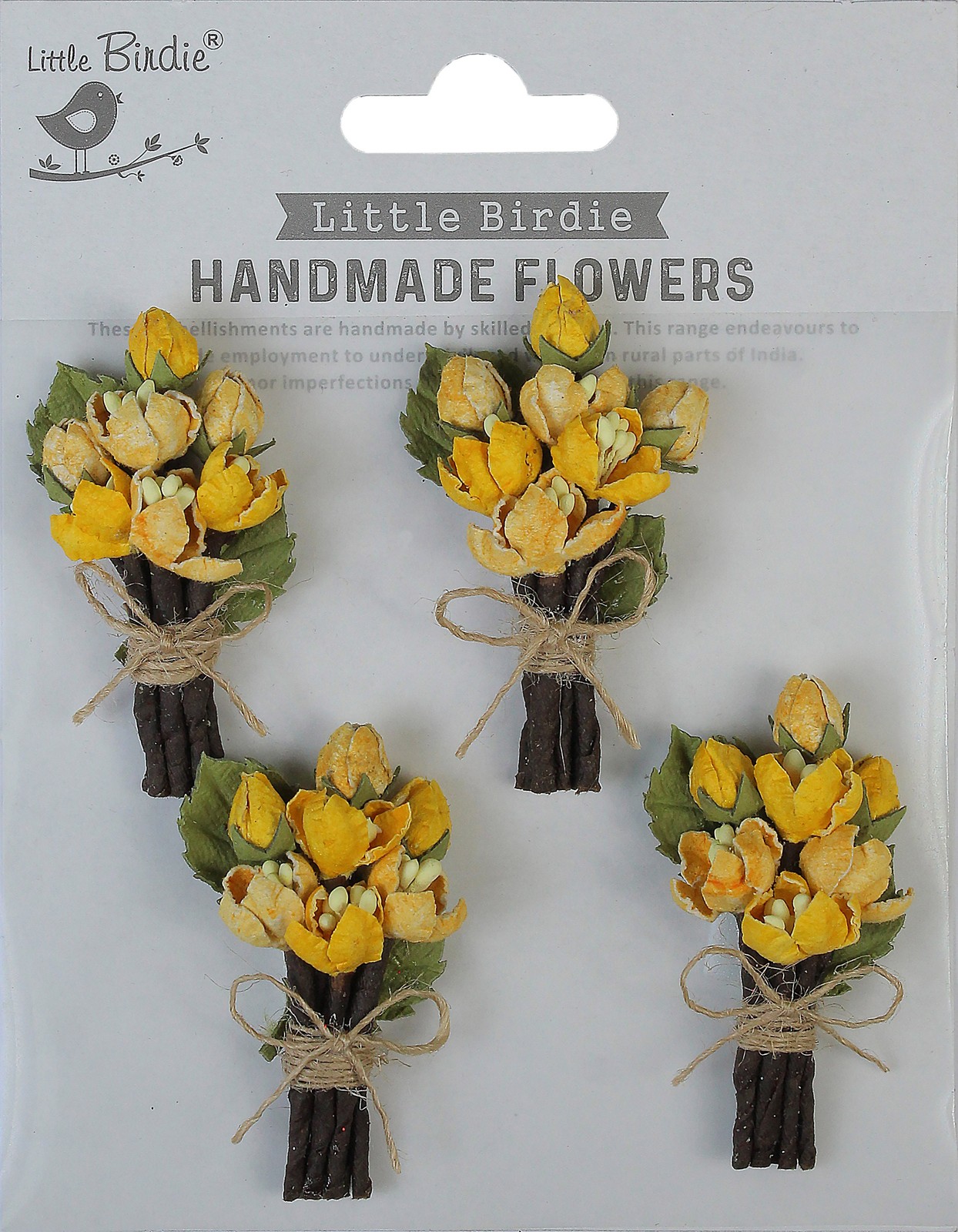 Little Birdie Jubilee Paper Flowers 4/Pkg-Honey Apricot