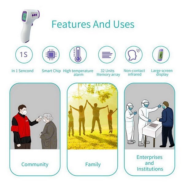 Digital LCD Infrared Thermometer Non-contact Forehead Baby Adult Temperature Gun