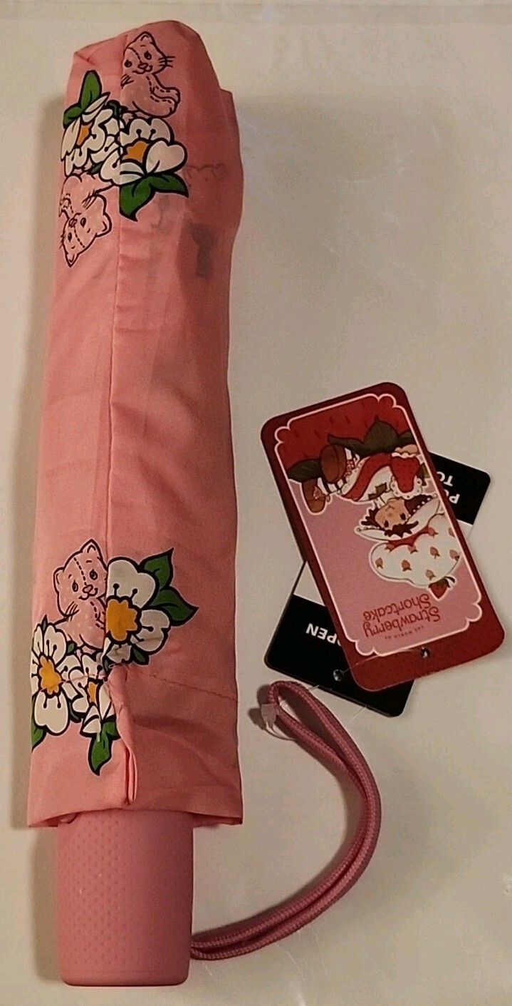 New Strawberry Shortcake Umbrella - Auto Open - Pink & Red Compact - Super Cute