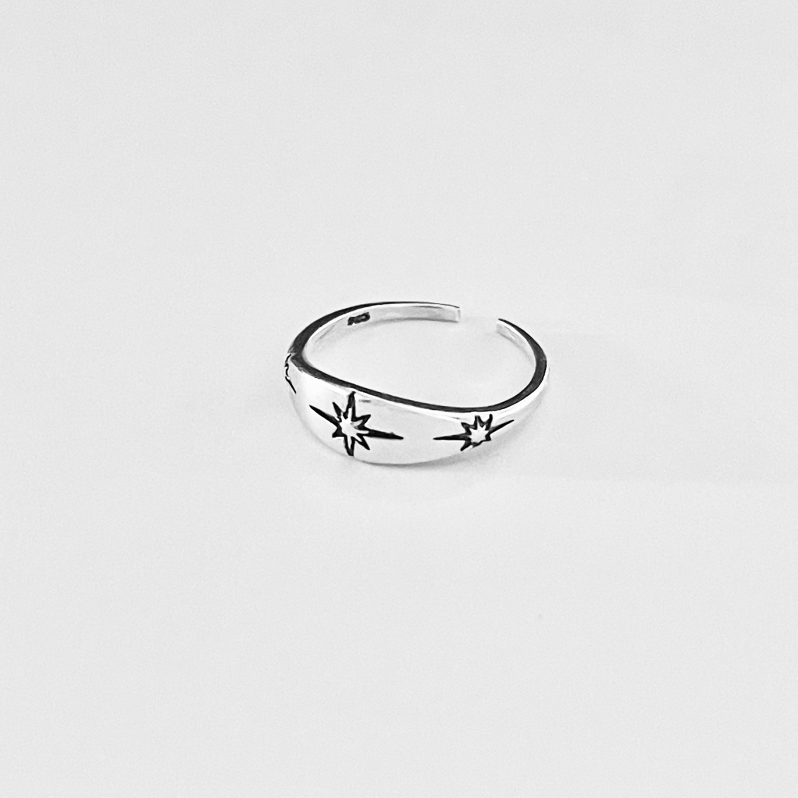 Sterling Silver Moon and Star Toe Ring, Celestial Silver Rings