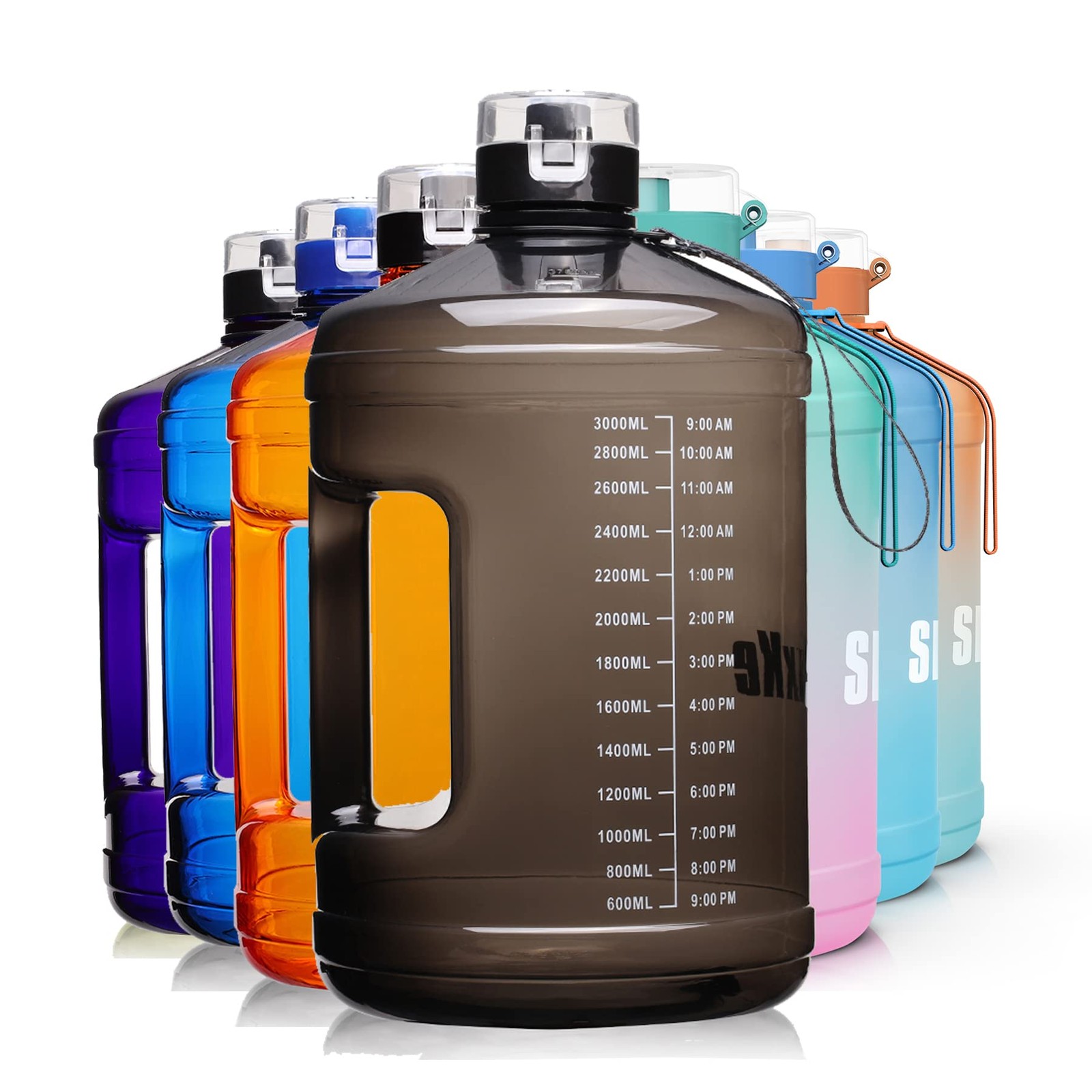 SLUXKE 1 Gallon Water Bottle Portable Water Jug Fitness Sports Daily Water Bo...