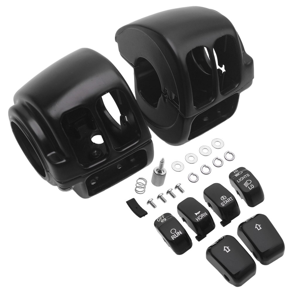 Black Switch Housing Cover w/ Button Caps For Harley Sportster XL Dyna Row Rider
