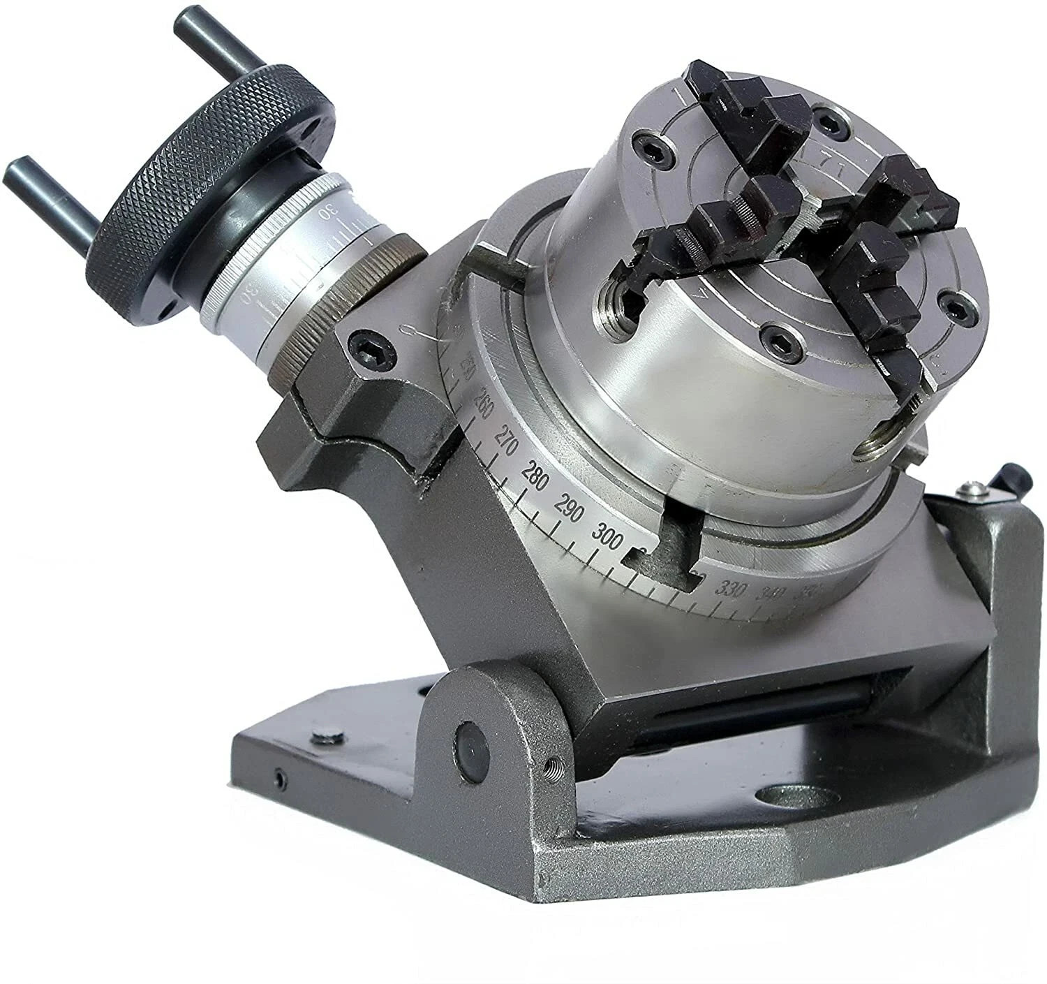 TILTING ROTARY TABLE 4"INCH/100mm WITH 100MM 4JAW SELF CENTER CHUCK & BACKPLATE