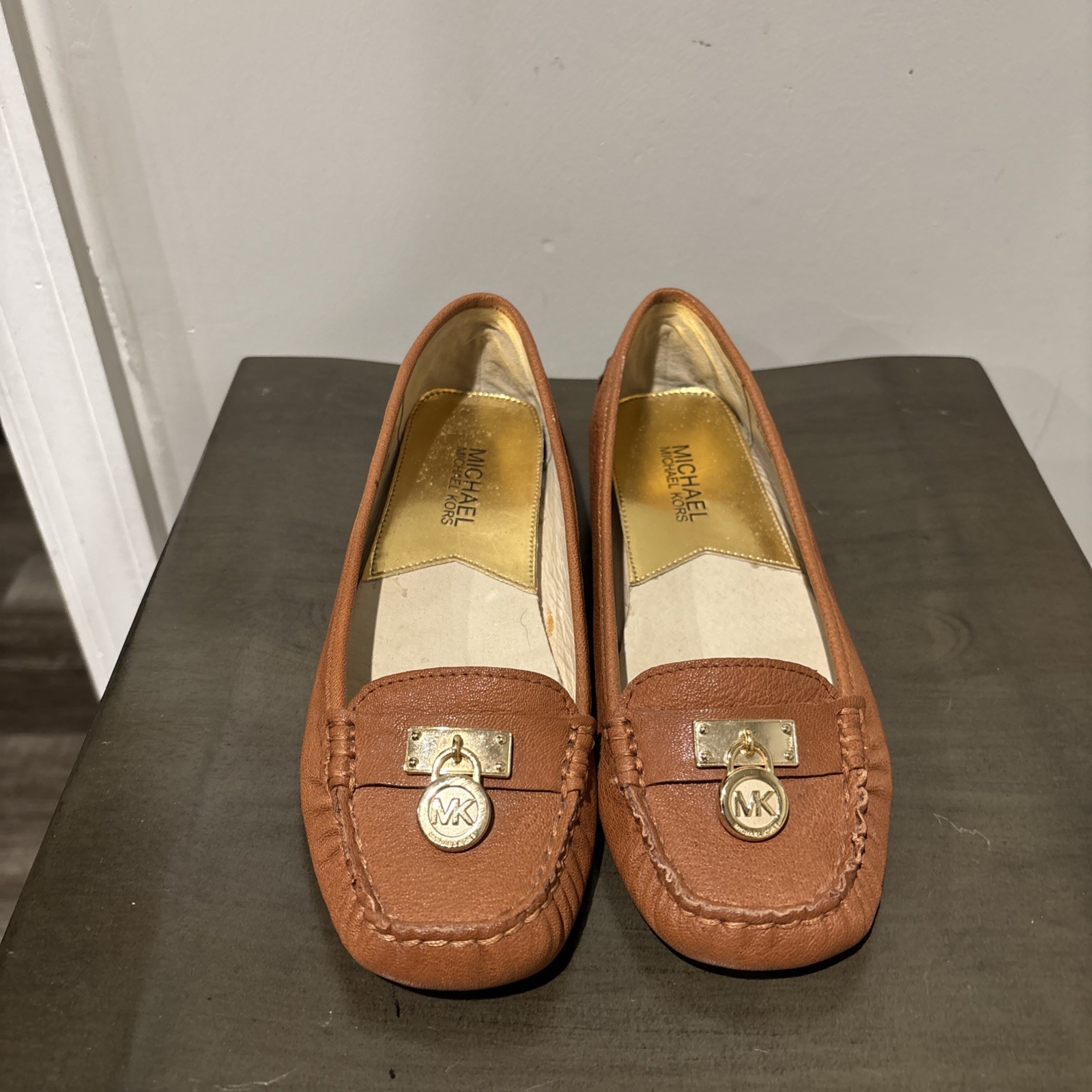 Michael Kors Cognac Logo Loafers Sz 6.5