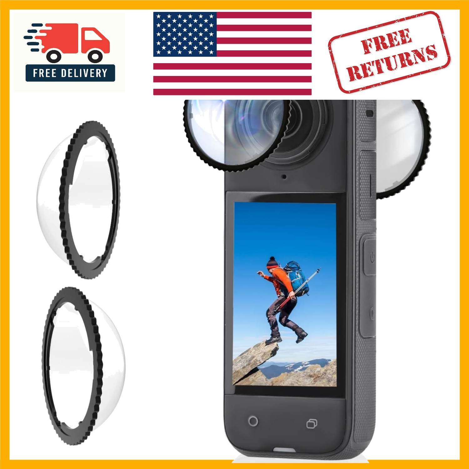 Anti-Scratch Tempered Glass Lens Protector for Insta360 X4 - Waterproof Shield