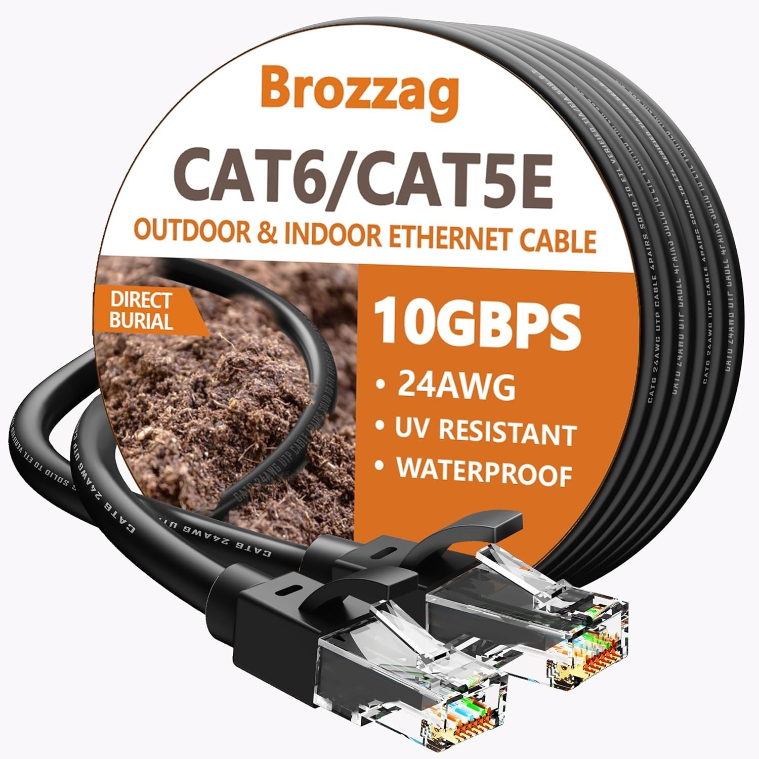 50ft Ethernet Cable for Gaming & Streaming - Cat6/Cat5E, Waterproof & Heavy Duty