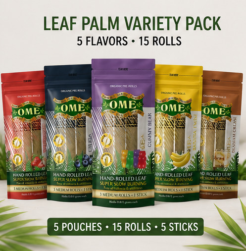 Leaf Palm Variety Pack Slim Wraps (One of Each Flavor) 5 Flavors - 15 Rolls