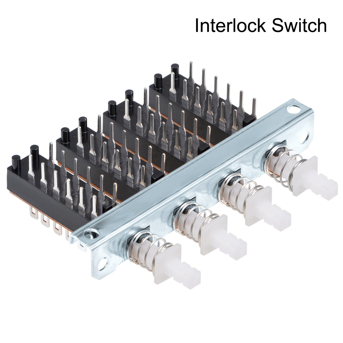 Interlock Push Button Switch Piano Type 4PDT 12Pins 4 Row