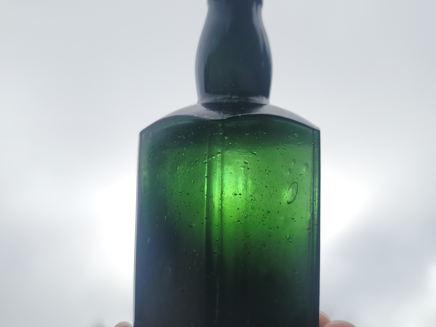 Beautiful Old Miniature Paneled London Whiskey Bottle  Emerald Green UK Bottle!