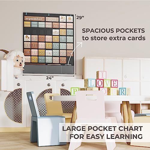 Classroom Calendar Pocket Chart with Educational Cards