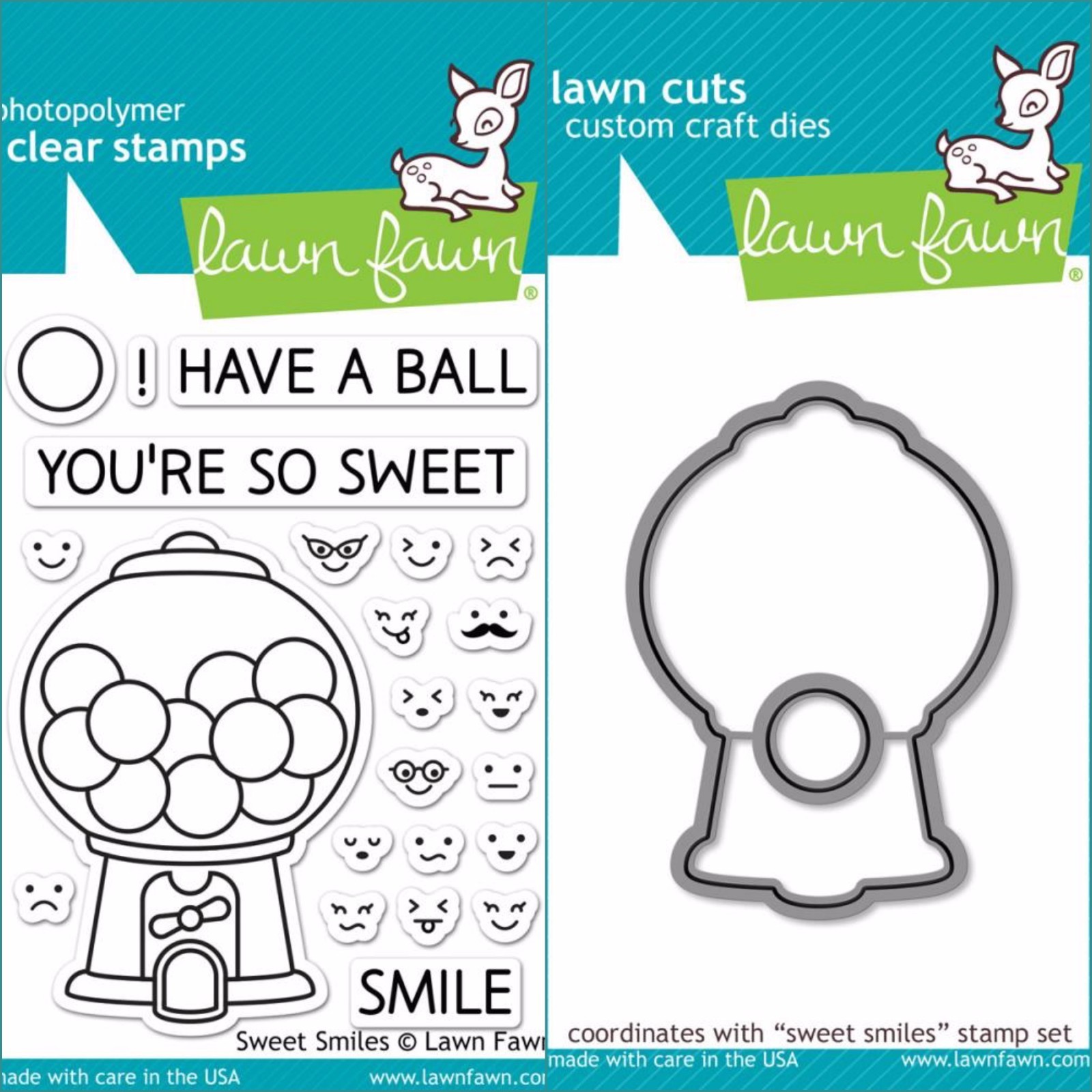 Lawn Fawn "SWEET SMILES" Clear Stamps Only OR Clear Stamp and Die Bundle