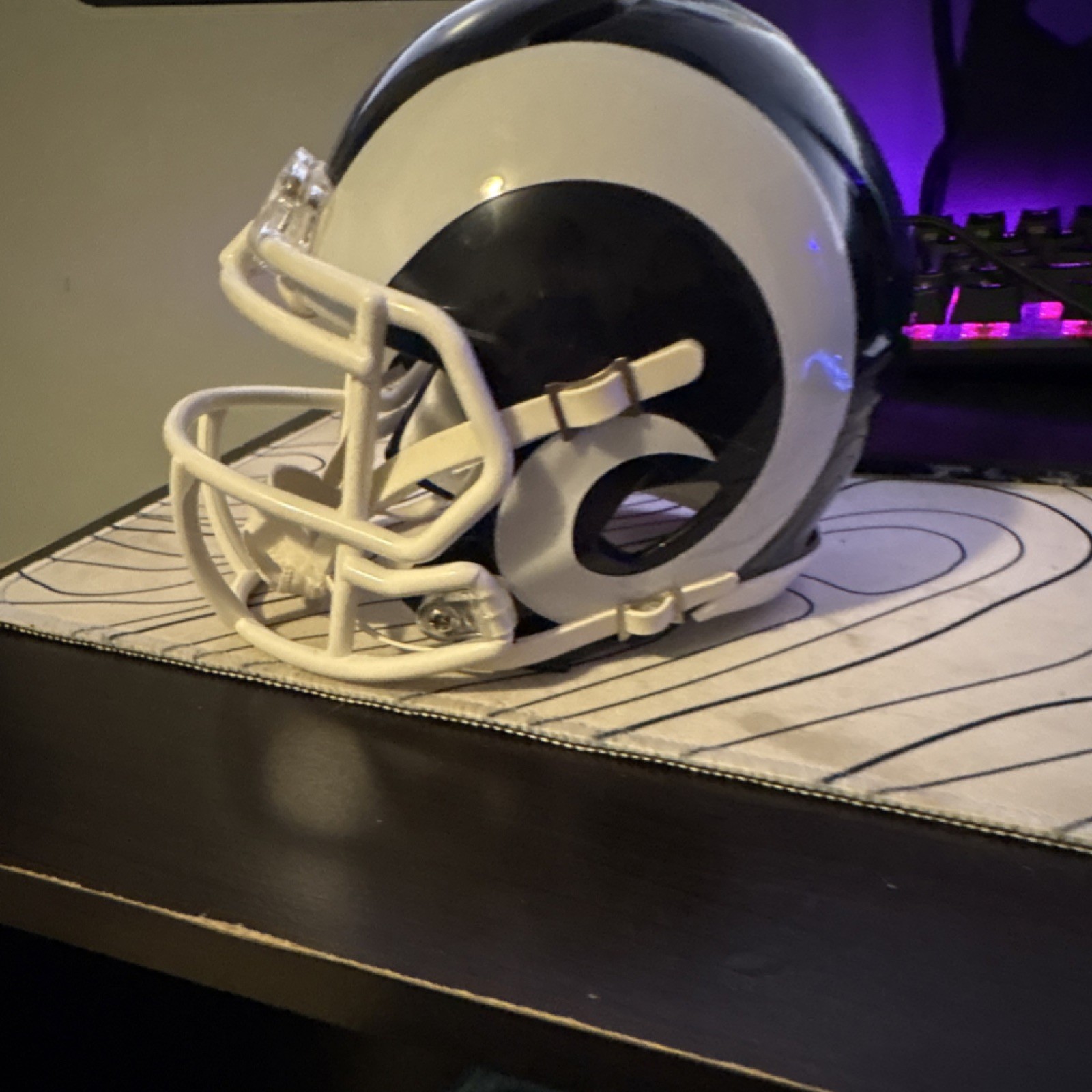 Mini Los Angeles Rams National Football League NFL Football Helmet - White/Blue