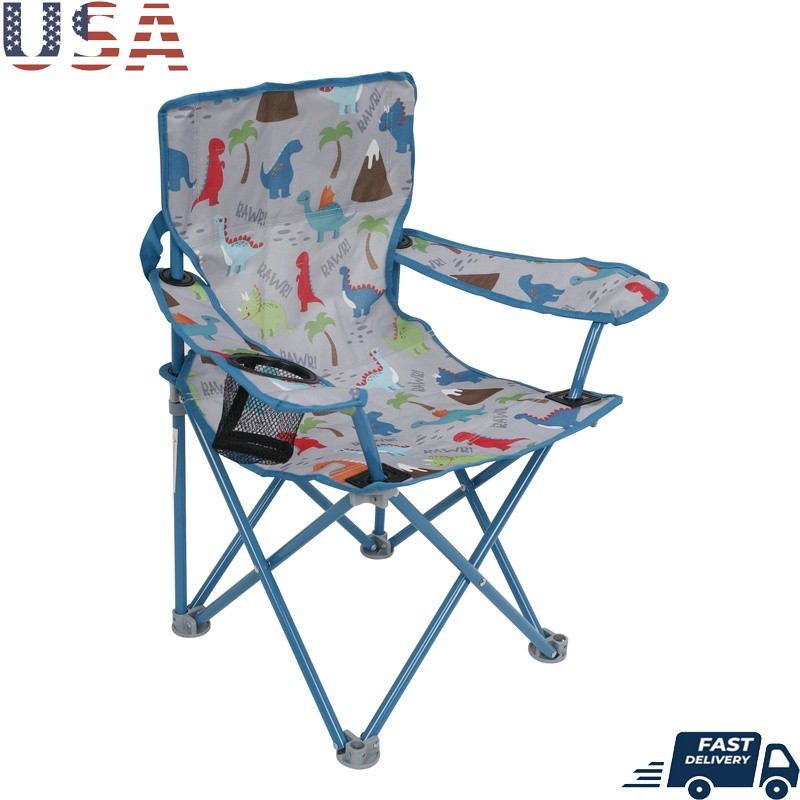 Kids Portable Camping Chair W/ Locking Mechanism Built-in Cup Holder Travel Bag