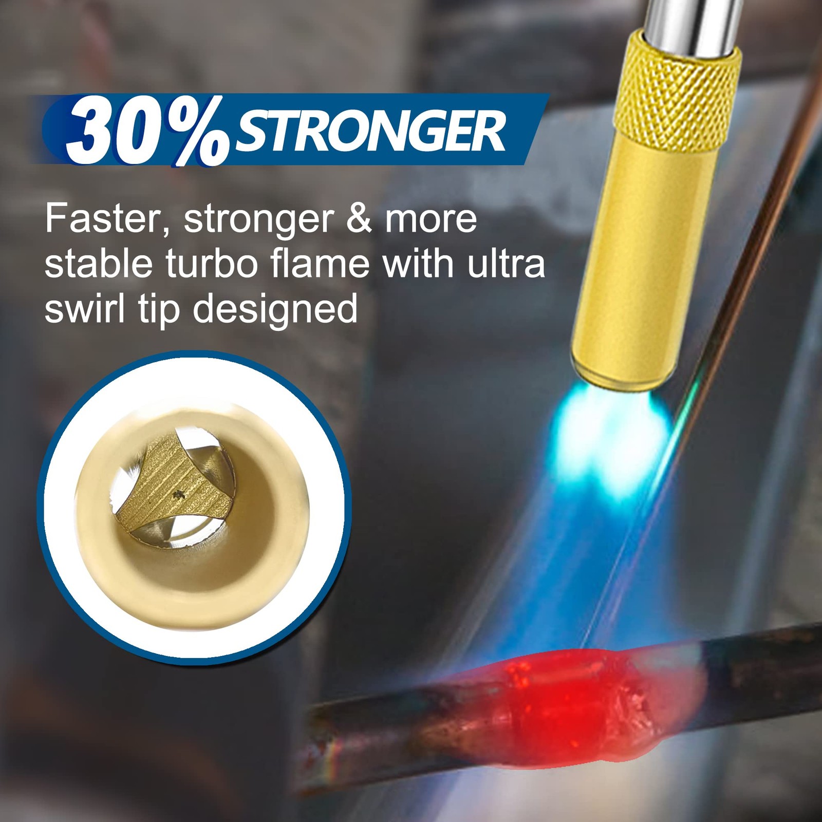 Adjustable Turbo Torch with SelfIgniter, 360° Swivel Tip for Soldering &
