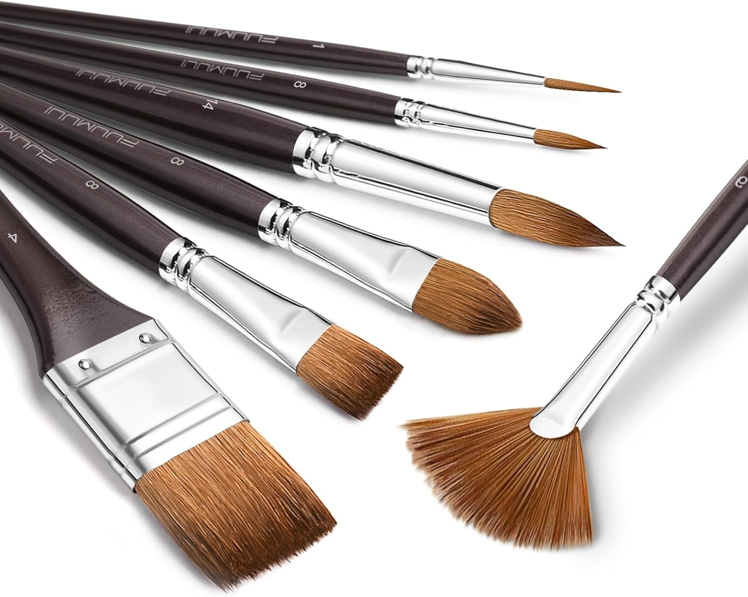 Sable Watercolor Brushes Professional, 7Pcs Kolinsky Sable Brush Set Variety