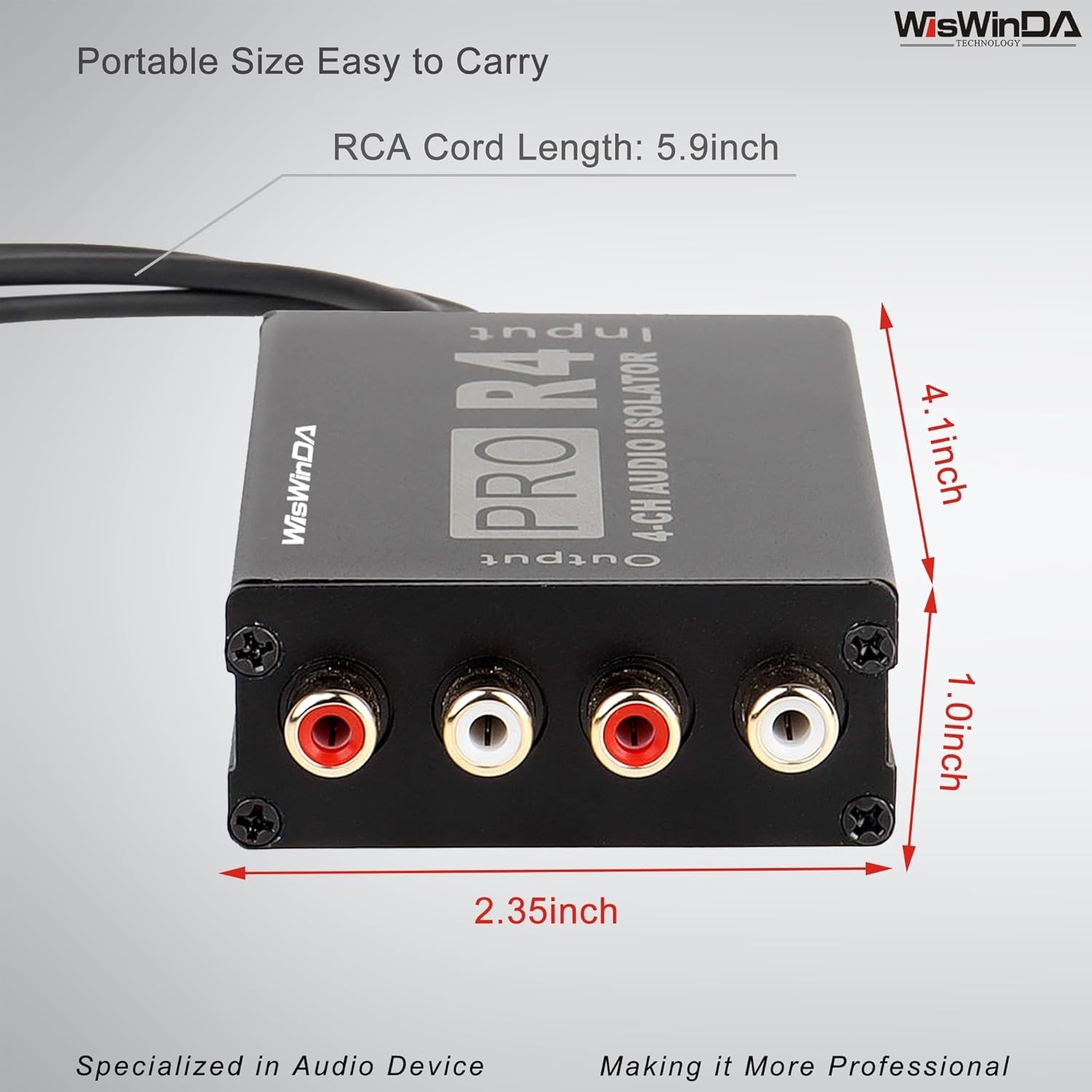 Durable 4-Channel RCA Ground Loop Isolator for Home & Car Audio Systems