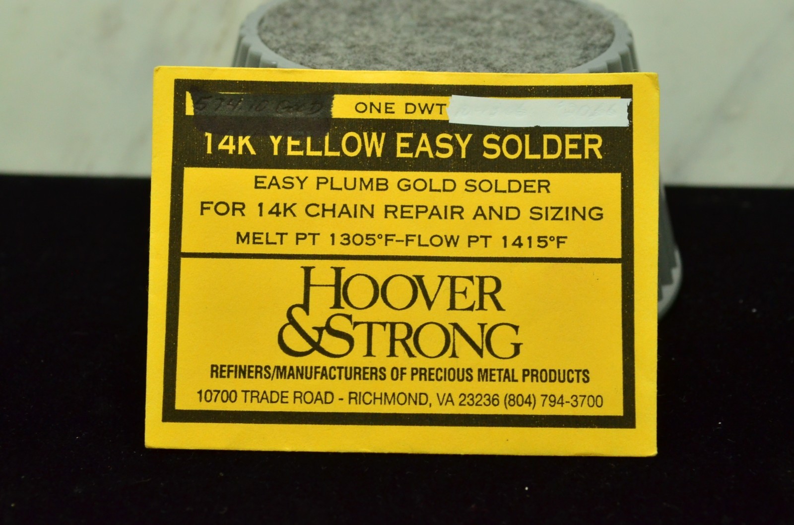 14k Yellow Easy Gold Solder Easy Plumb 1 DWT (1.55 grams) Hoover & Strong