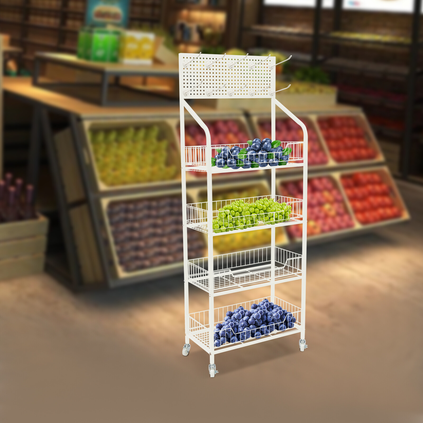 Retail Display Rack Wire Grid Store/Market Snack Display Stand Kitchen Organizer