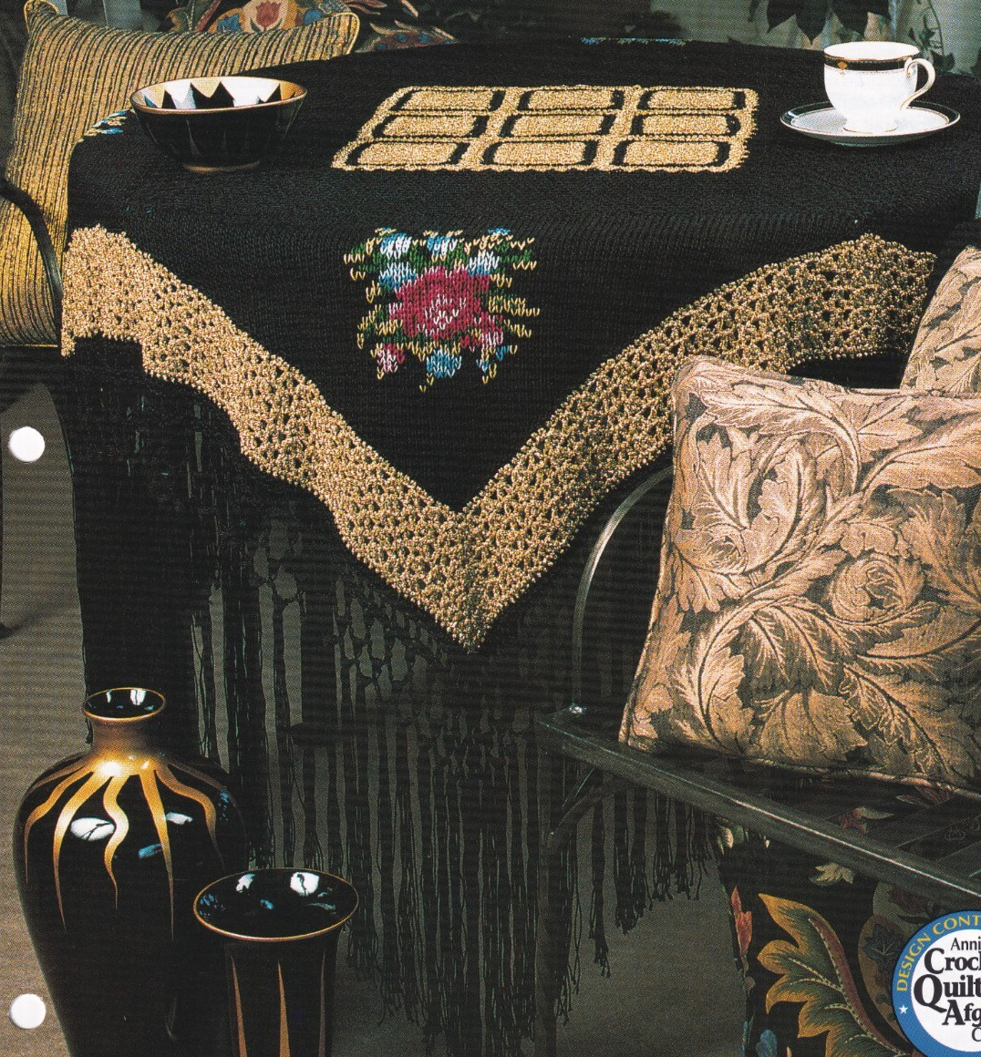 Crochet Afghan Pattern MAJESTIC METALLIC HEIRLOOM Tablecover Leaflet Annie's