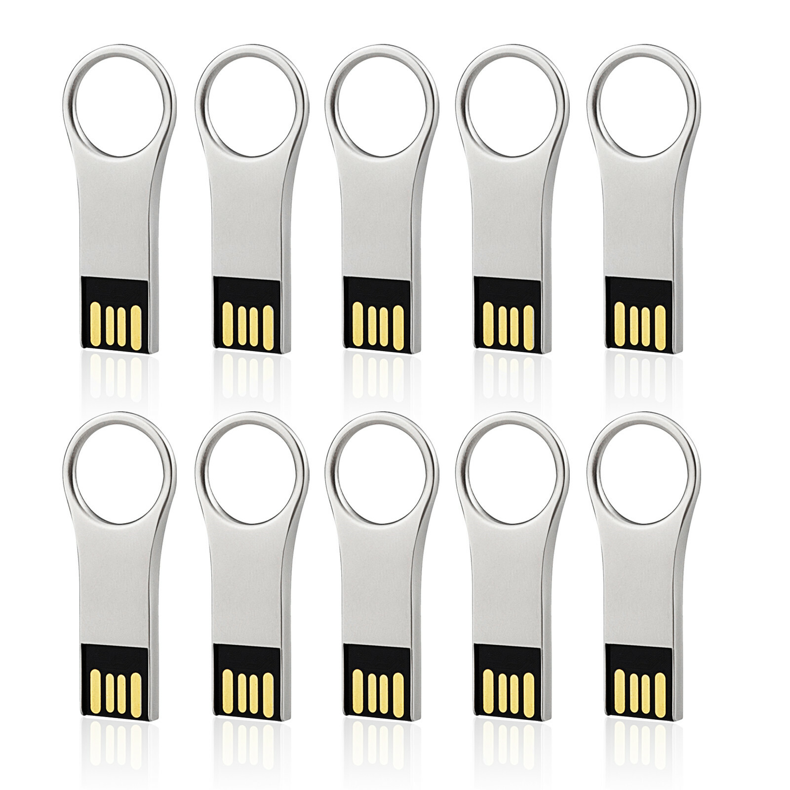Kootion USB 2.0 10PCS 32GB Metal Mini Style Flash Drive USB Memory Stick Silver
