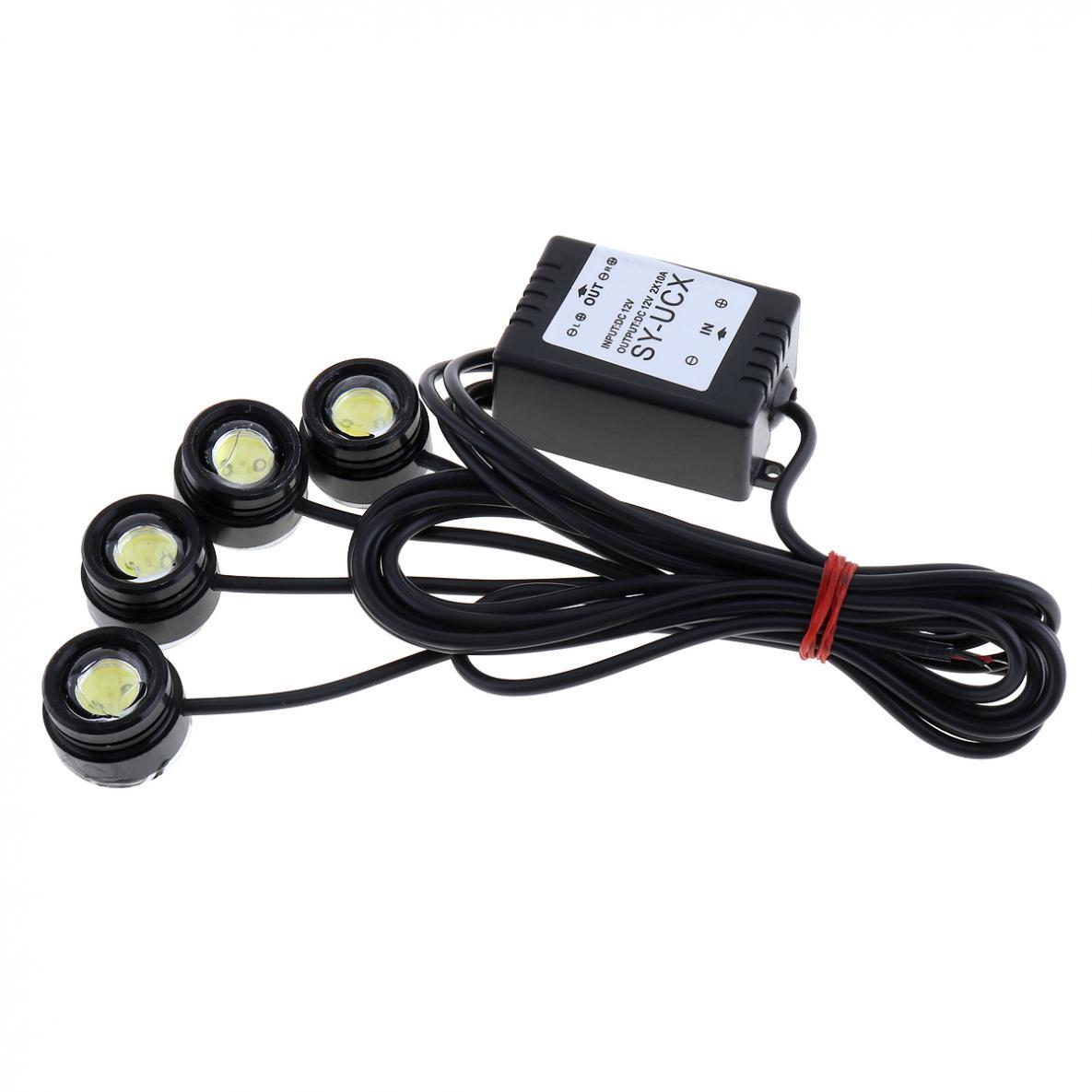4 in1 White LED Car SUV Eagle Eye Strobe Flash Warning Grille Light with Remote