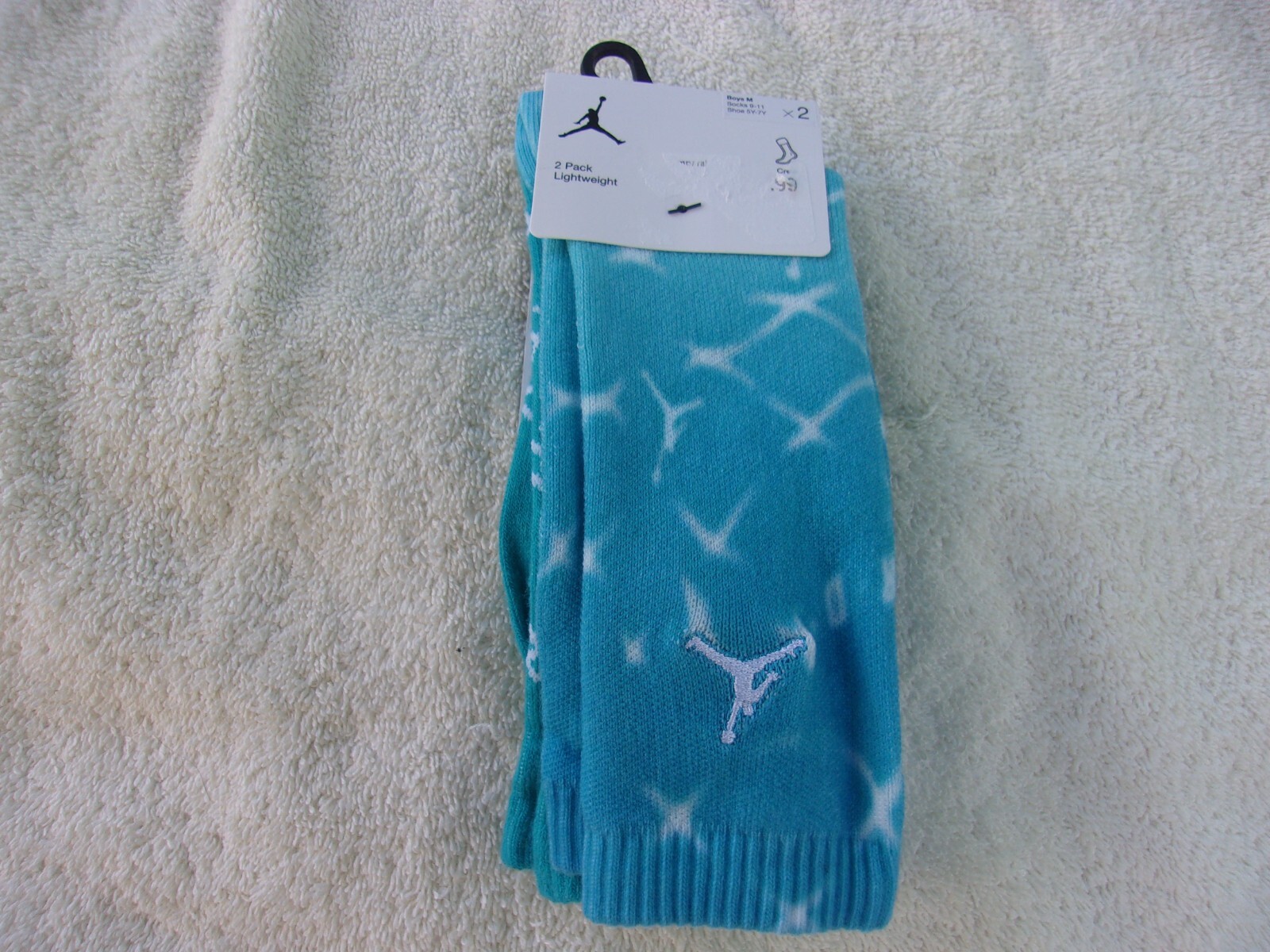 NWT  Jordan Brand Jumpman crew socks, Boys M, blue (Shoe size 5Y-7Y), 2 pack