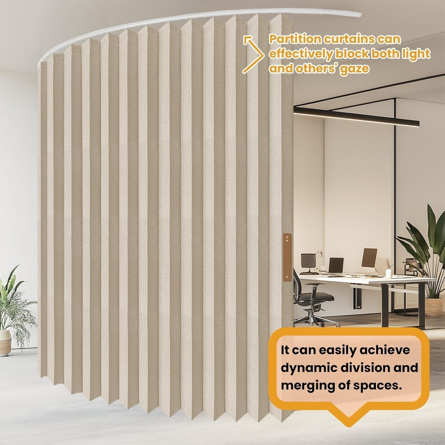 Accordion Folding Room Partition with Ceiling Track - Retractable