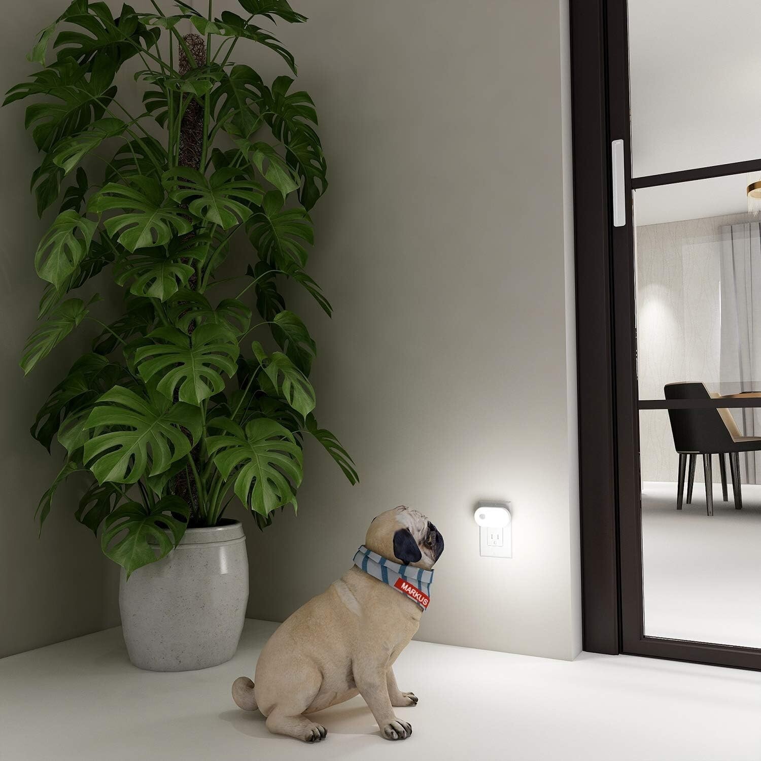 Stepless Adjustable LED Night Lights with Motion Sensor - Cold White Glow 2-Pack